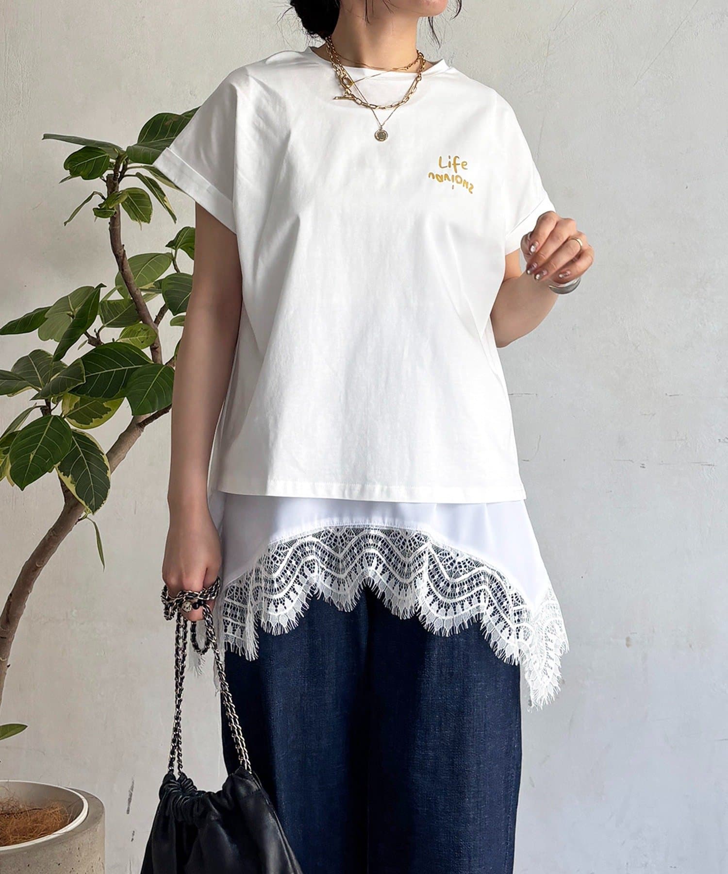 un dix cors(アンディコール) ドライタッチ胸元ロゴTEE