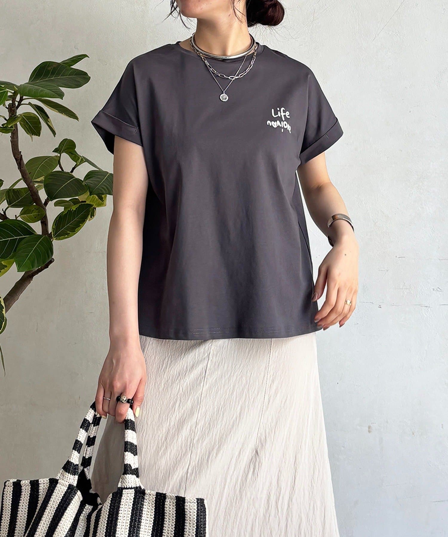 un dix cors(アンディコール) ドライタッチ胸元ロゴTEE