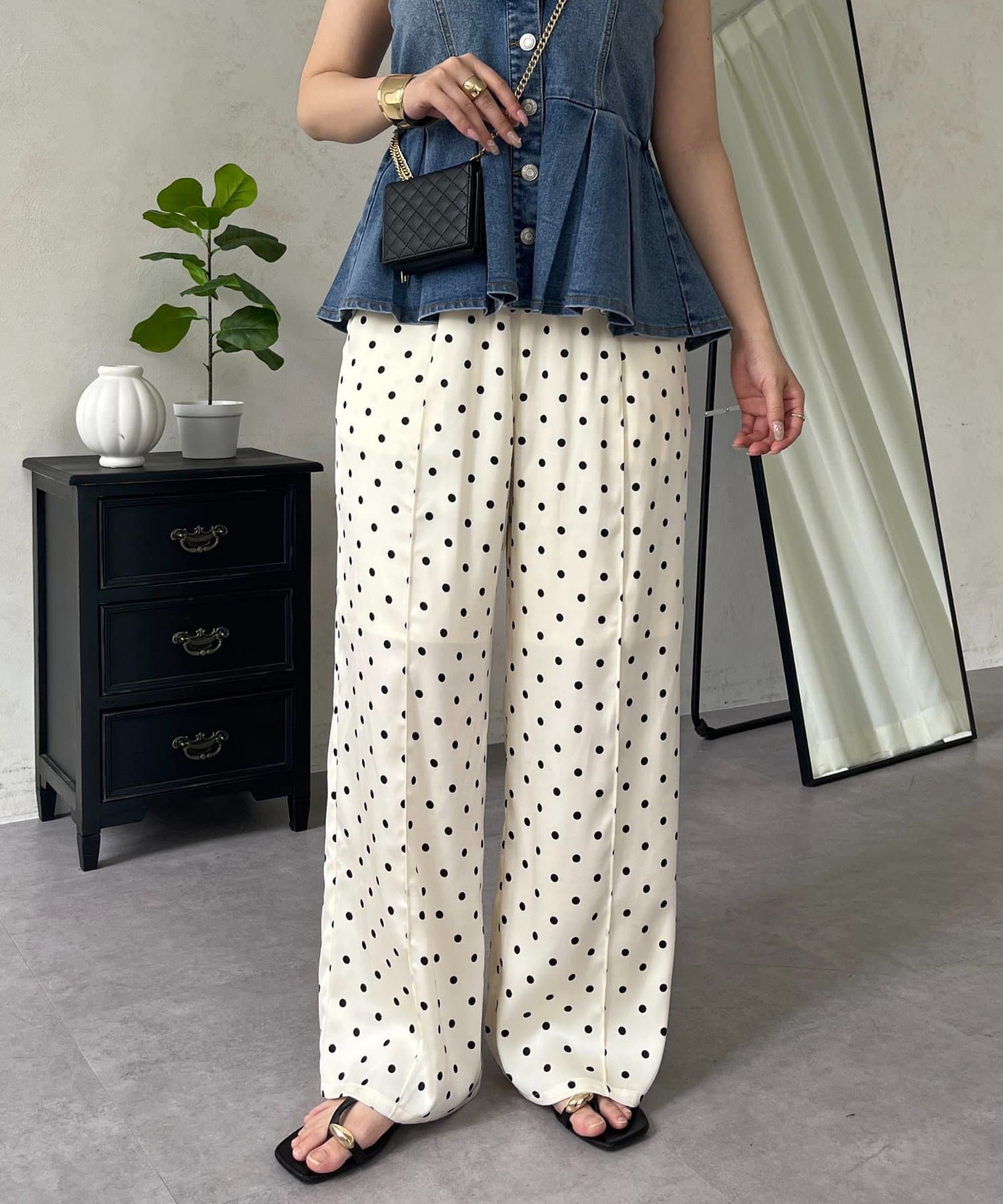 prose verse(プロズヴェール) ドットサテンイージーパンツ