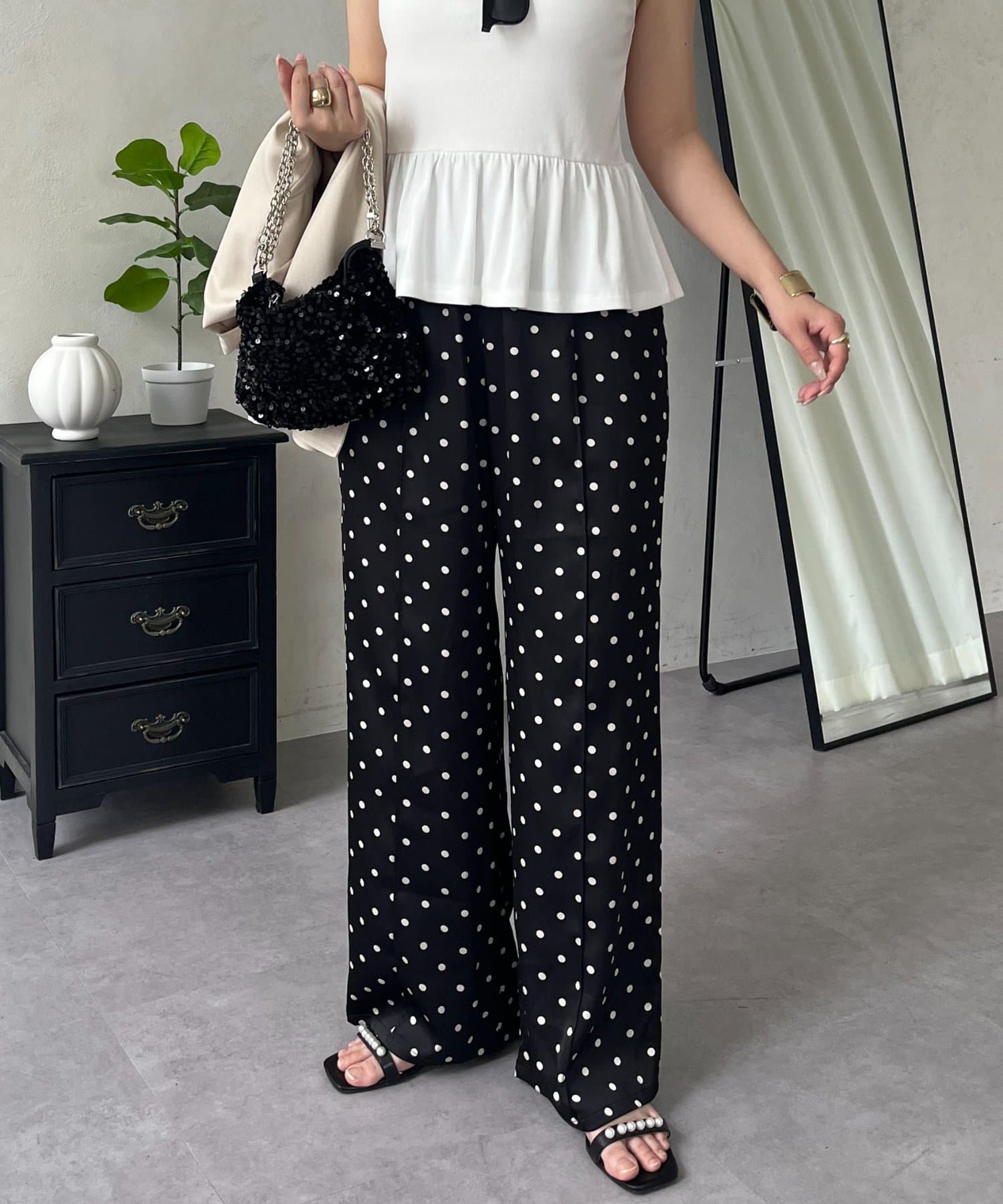 prose verse(プロズヴェール) ドットサテンイージーパンツ