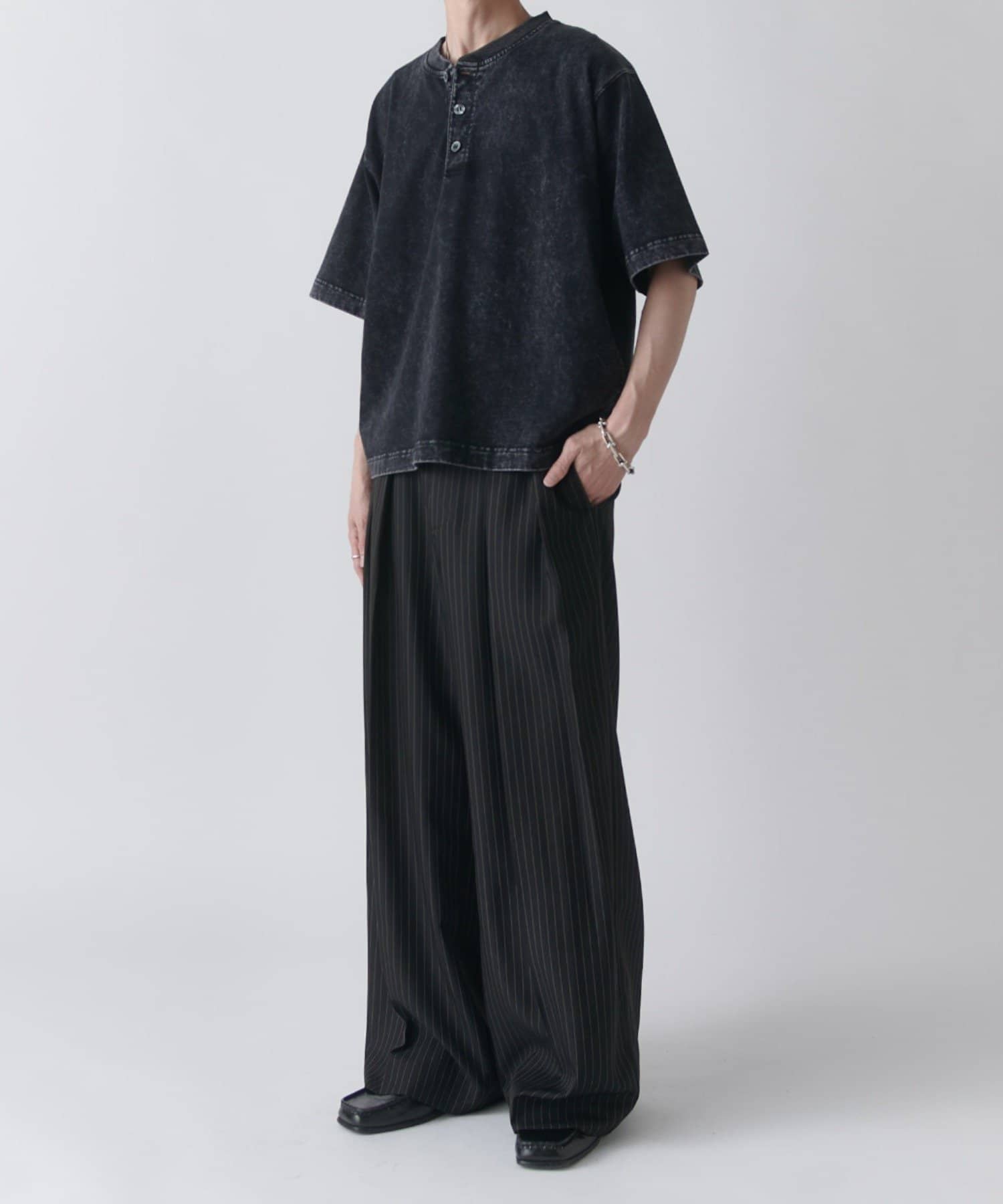 Lui's(ルイス) コットンヘンリーネックTシャツ