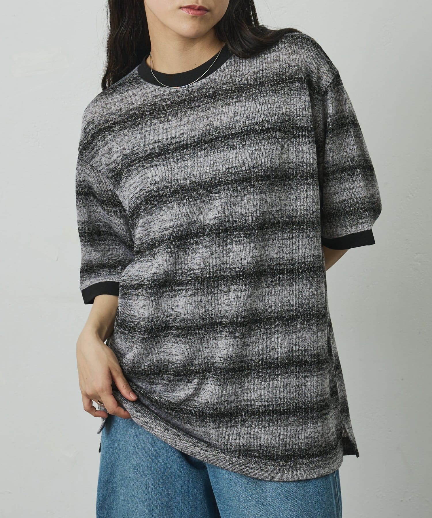 COLONY 2139(コロニー トゥーワンスリーナイン) 粗編みカットボーダーTEE