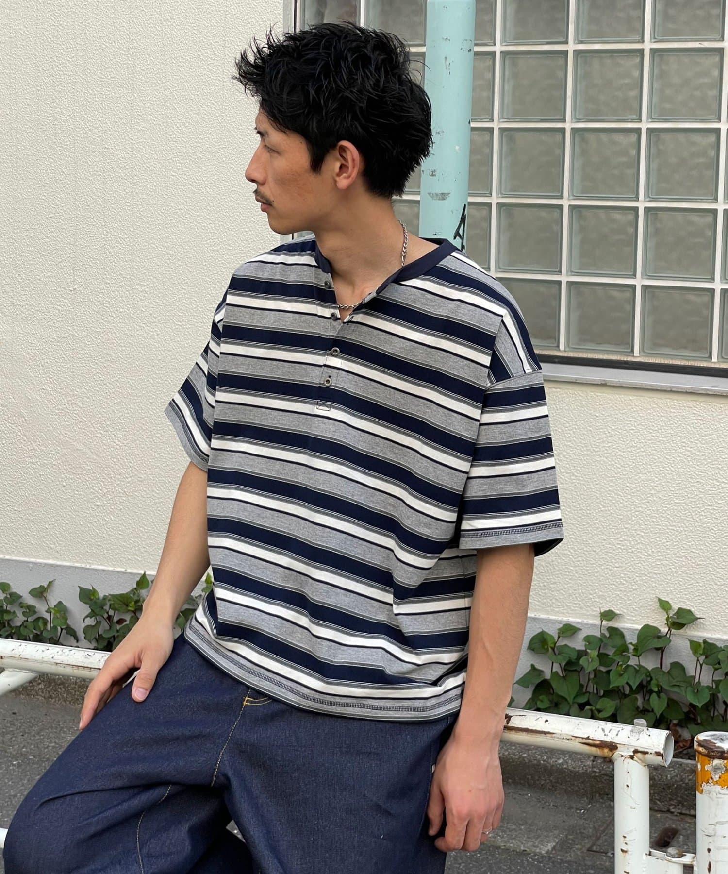 CIAOPANIC(チャオパニック) （ボーダー/無地）ヘンリーネックアソートTシャツ