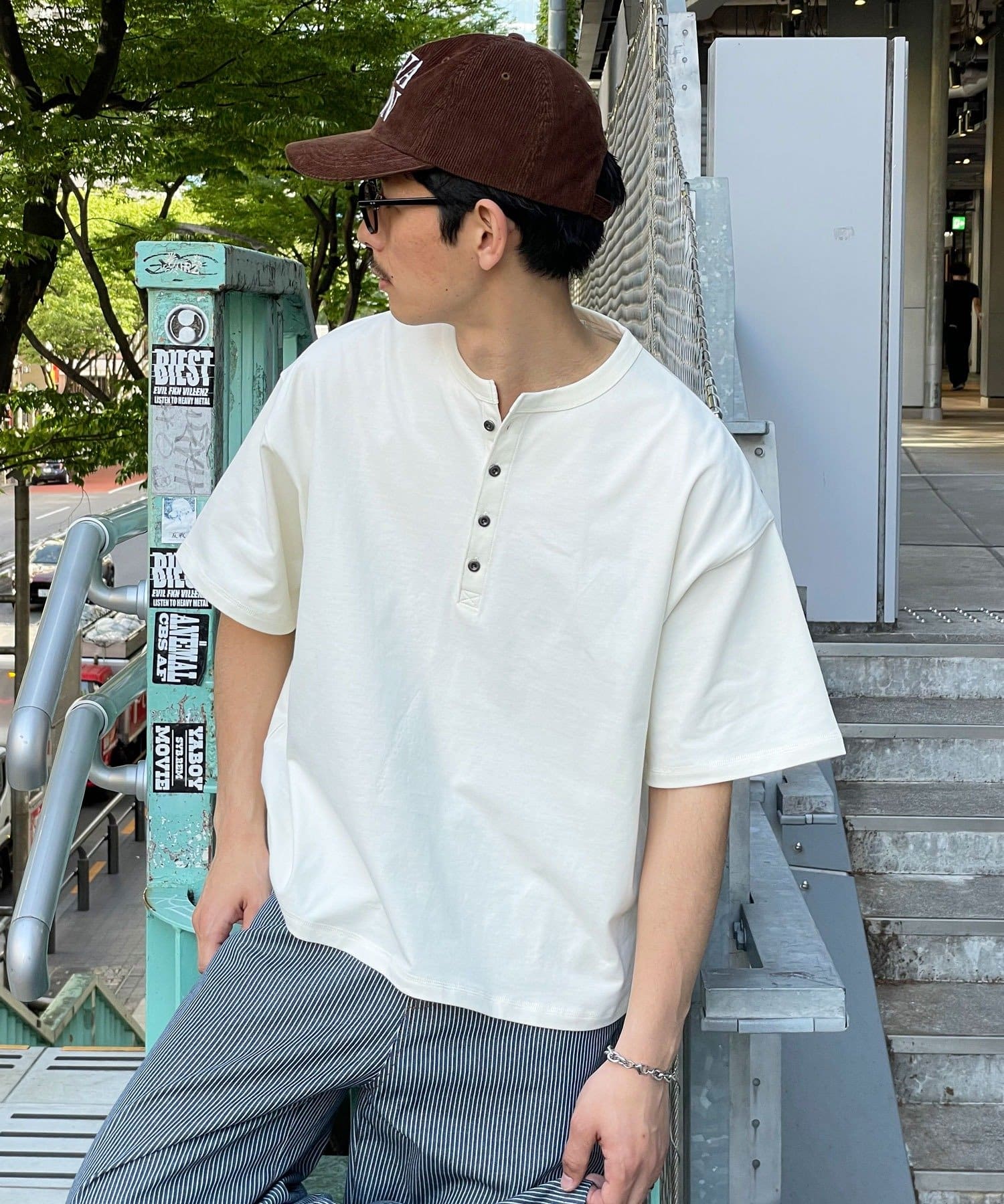 CIAOPANIC(チャオパニック) （ボーダー/無地）ヘンリーネックアソートTシャツ