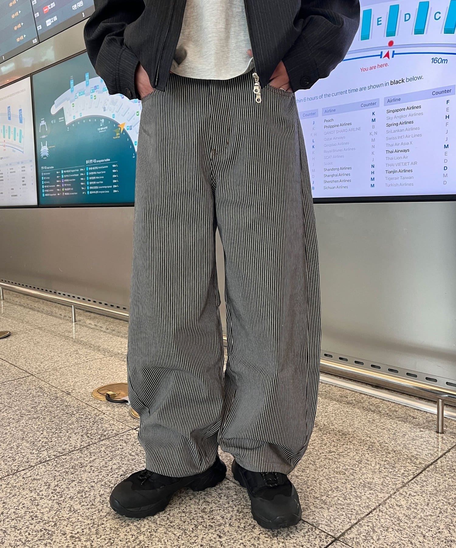 CIAOPANIC(チャオパニック) ストライプカーブデニムパンツ