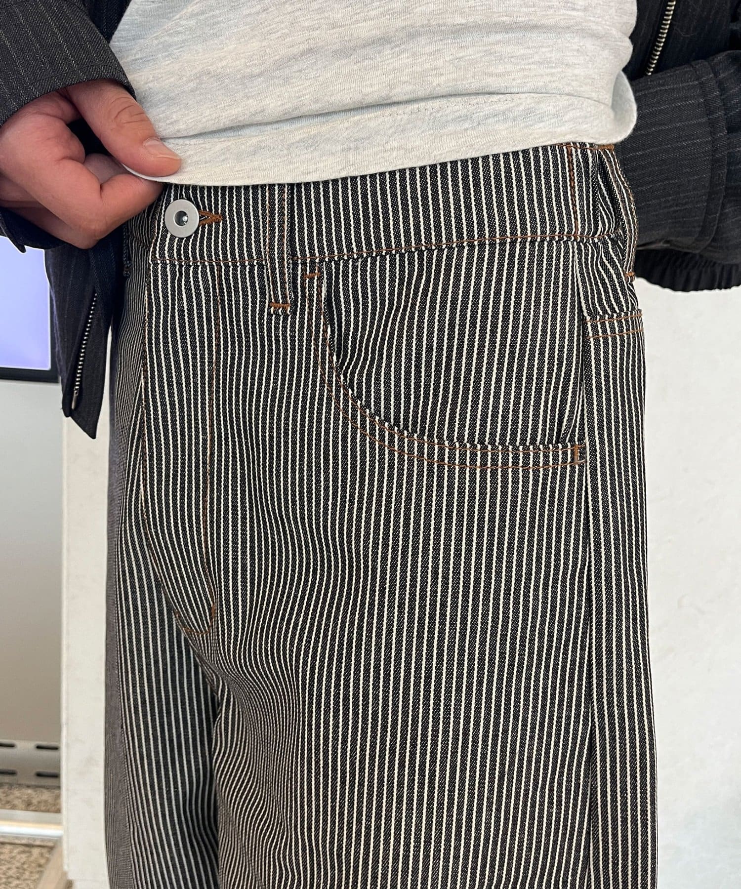 CIAOPANIC(チャオパニック) ストライプカーブデニムパンツ