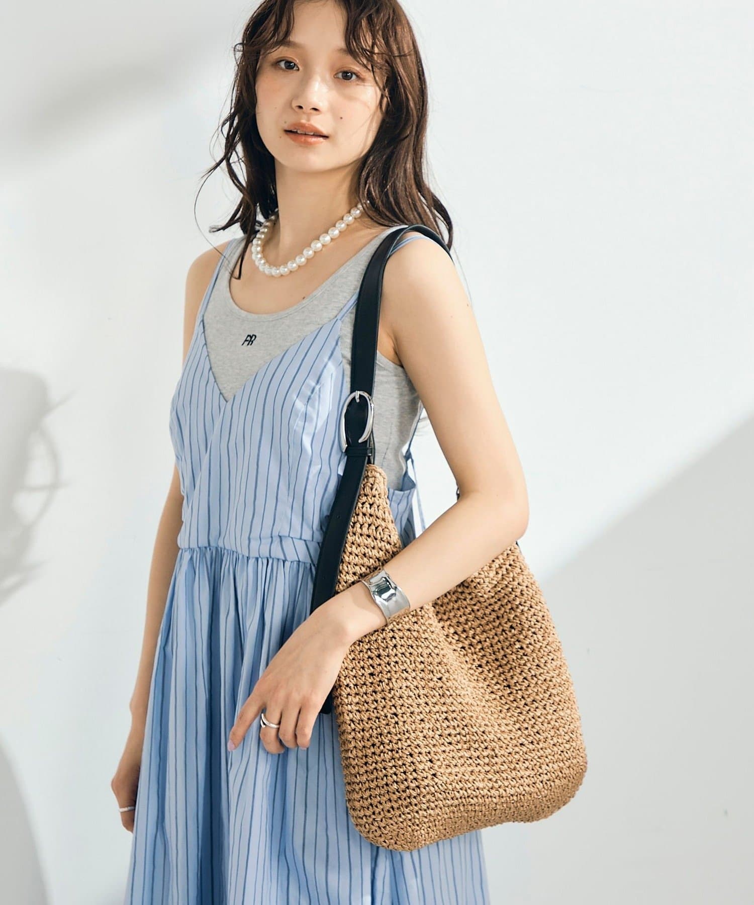 FREDY & GLOSTER(フレディ アンド グロスター) バックルハンドルクロッシェトートバッグ