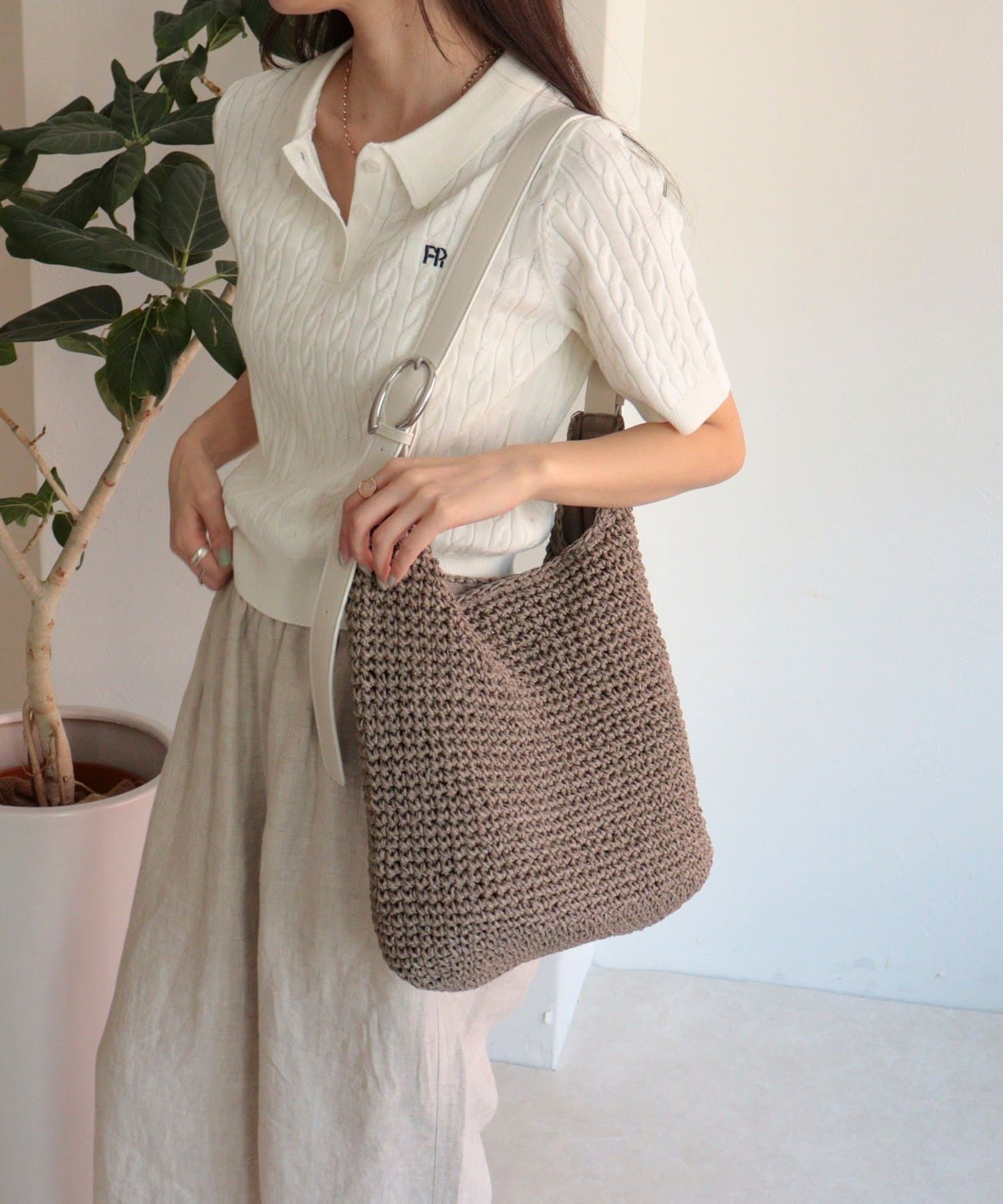 FREDY & GLOSTER(フレディ アンド グロスター) バックルハンドルクロッシェトートバッグ