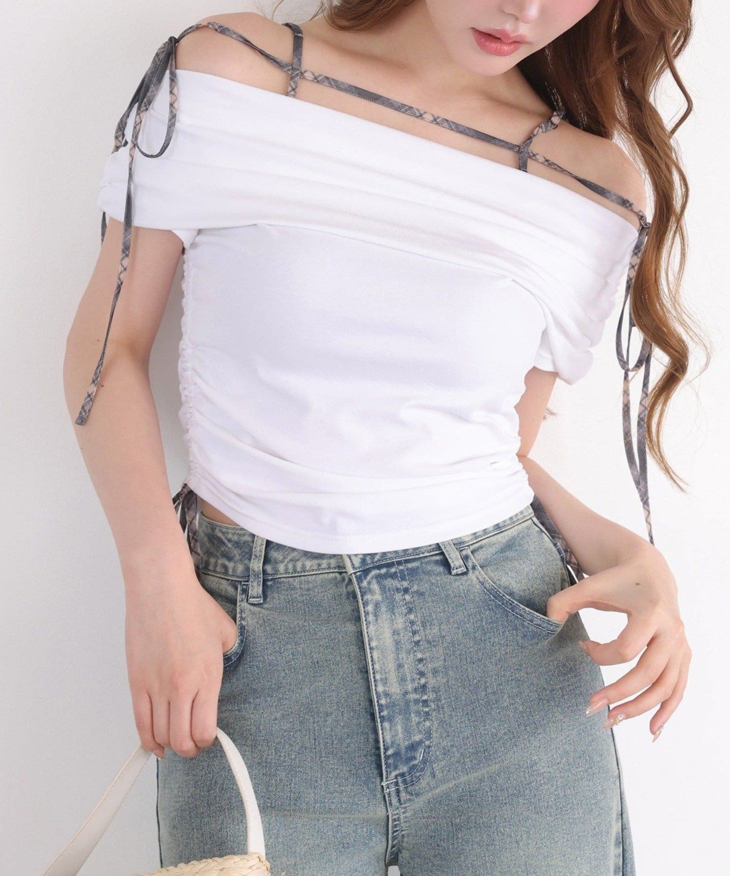 NICE CLAUP / OLIVE des OLIVE OUTLET(ナイスクラップ  / オリーブ デ オリーブ アウトレット) 【one after another】オフショルトップス