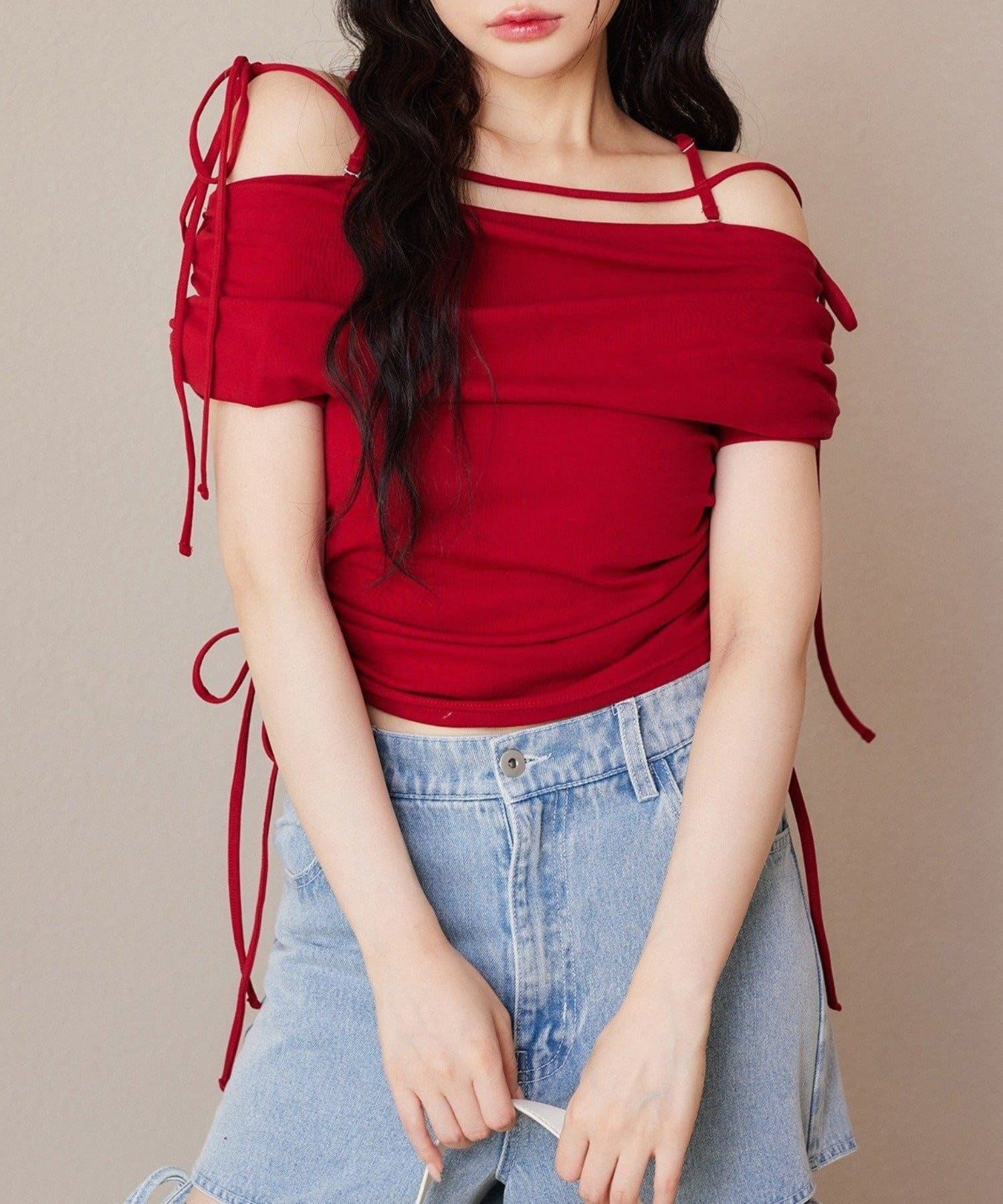 NICE CLAUP / OLIVE des OLIVE OUTLET(ナイスクラップ  / オリーブ デ オリーブ アウトレット) 【one after another】オフショルトップス