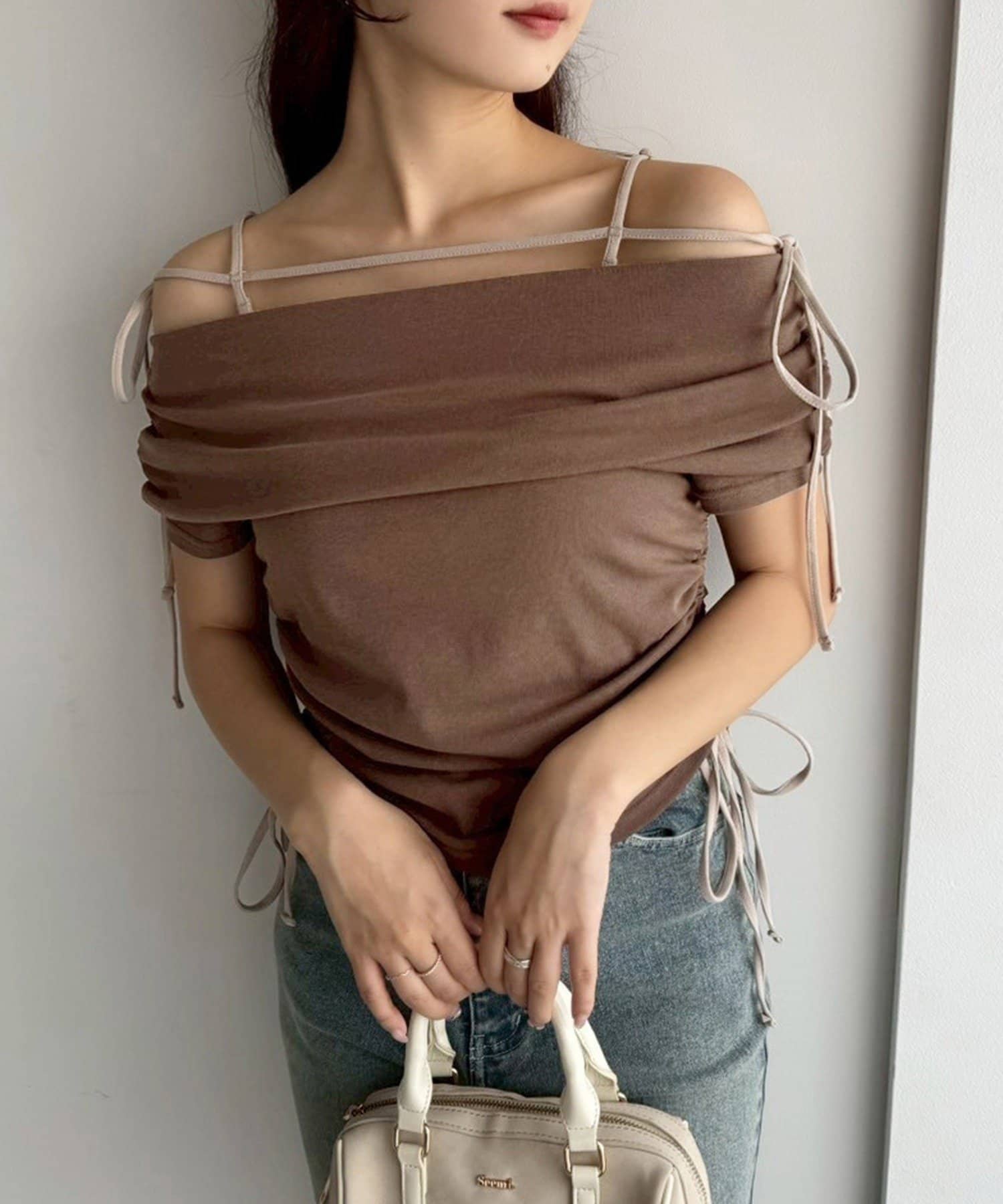 NICE CLAUP / OLIVE des OLIVE OUTLET(ナイスクラップ  / オリーブ デ オリーブ アウトレット) 【one after another】オフショルトップス