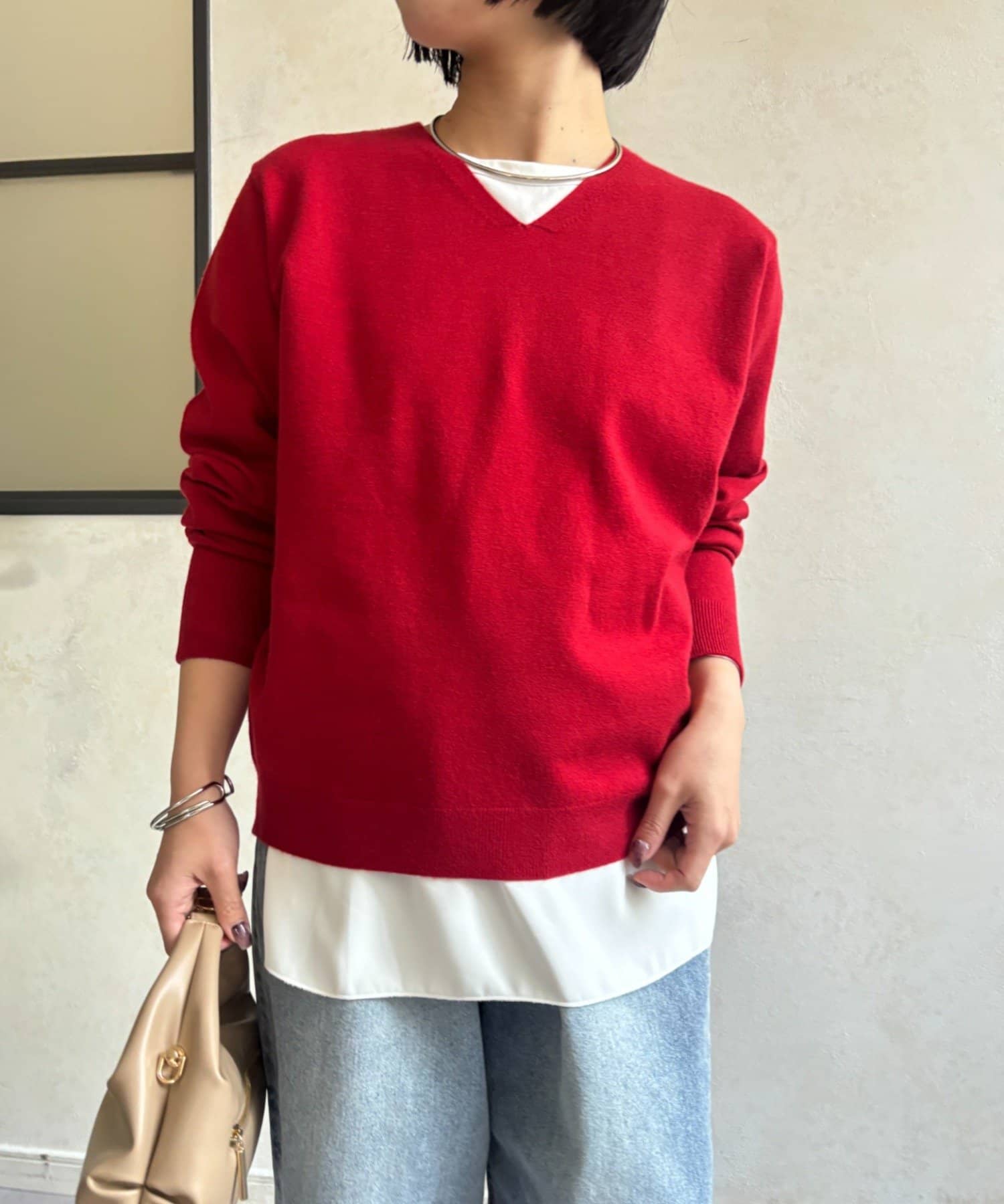 Jena　espace merveilleux(ジェナ　エスパスメルヴェイユ) ストレッチVネックニット
