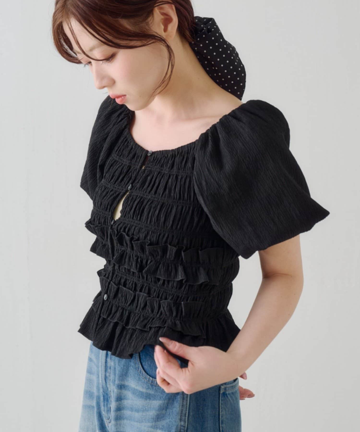 Kastane(カスタネ) シャーリングパフブラウス