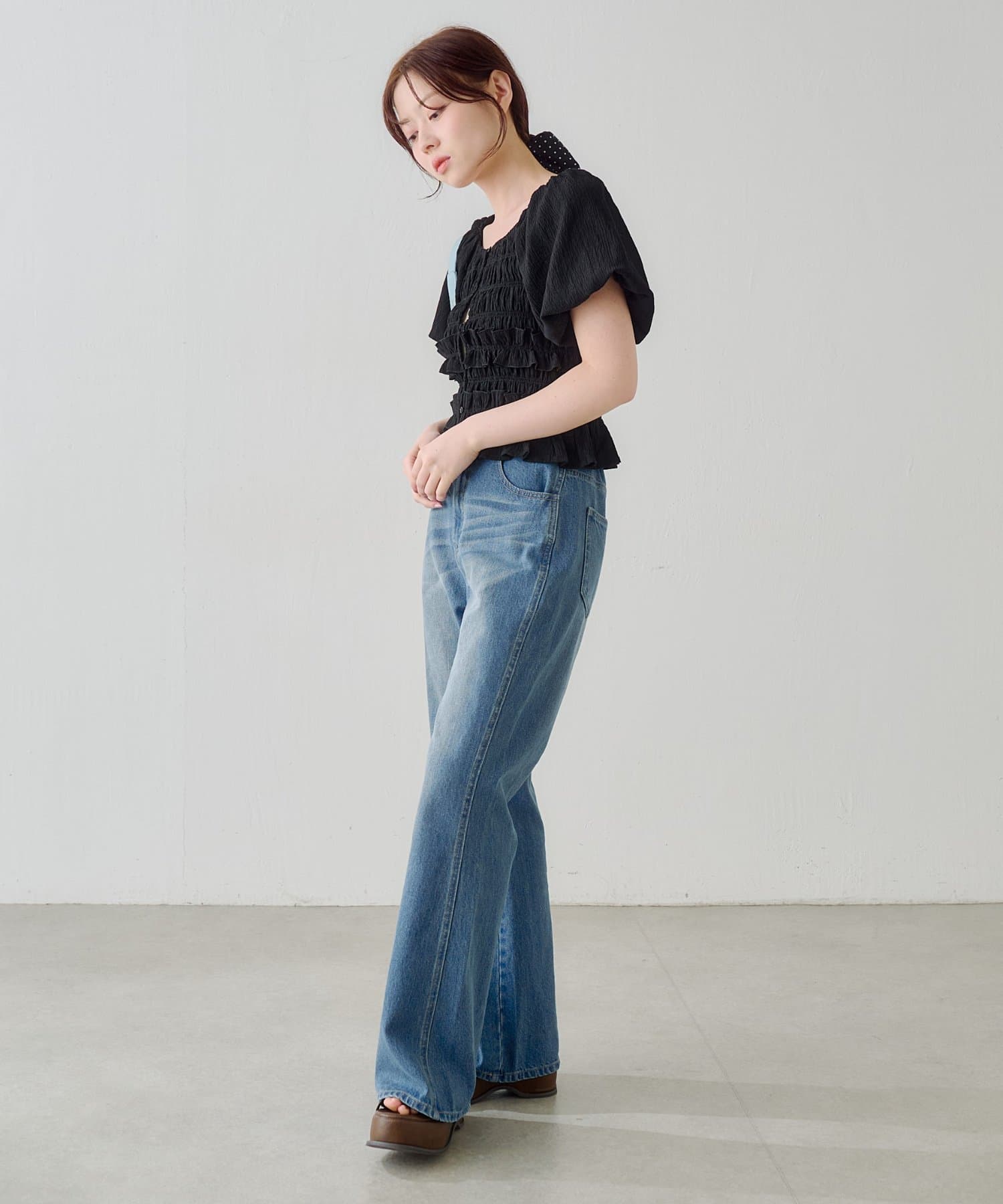 Kastane(カスタネ) シャーリングパフブラウス