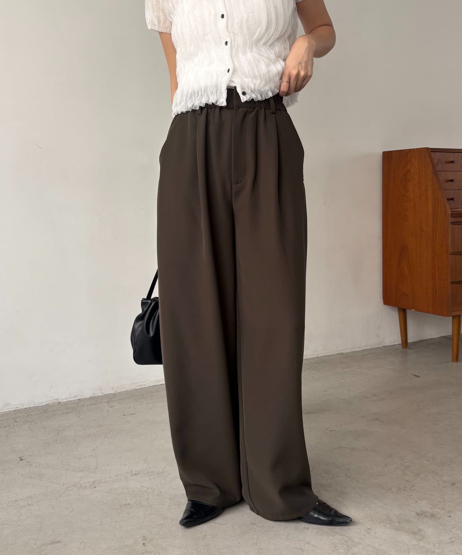 CAPRICIEUX LE'MAGE(カプリシュレマージュ) 【こなれ感◎】ギャザーベルトフローパンツ