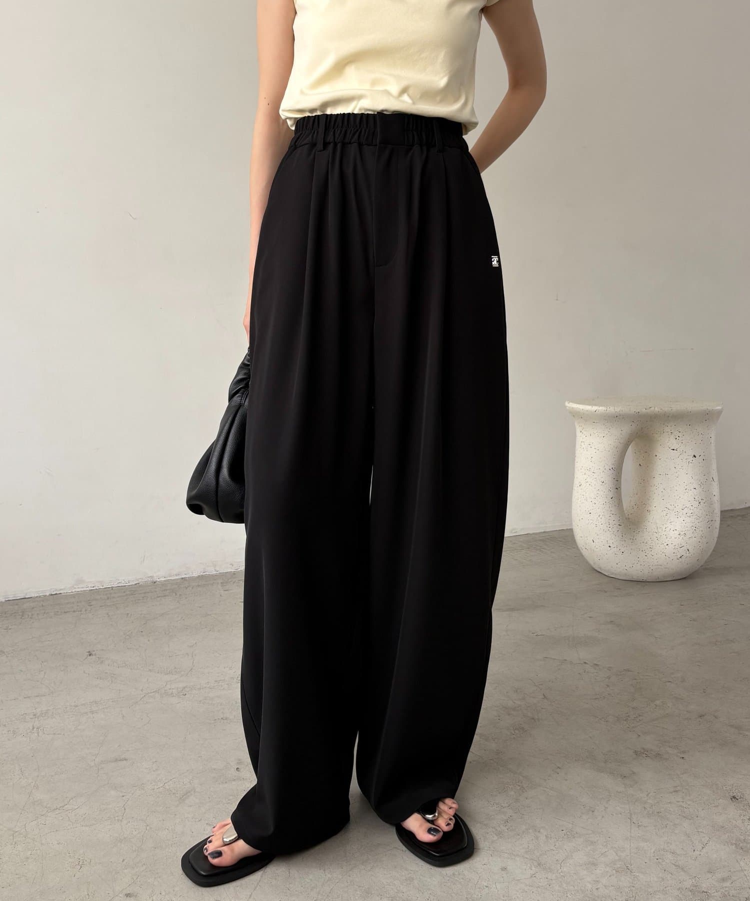 CAPRICIEUX LE'MAGE(カプリシュレマージュ) 【こなれ感◎】ギャザーベルトフローパンツ