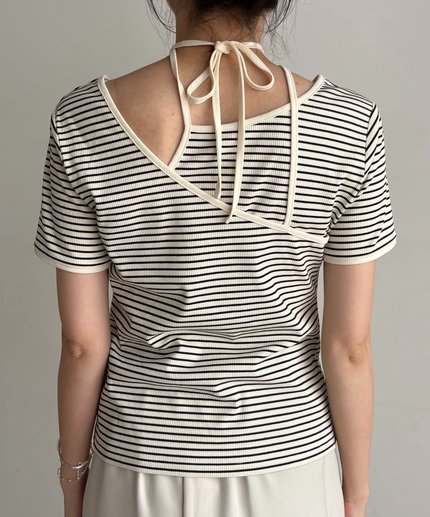 CAPRICIEUX LE'MAGE(カプリシュレマージュ) 【前後2WAY】アシメレイヤードボーダーT