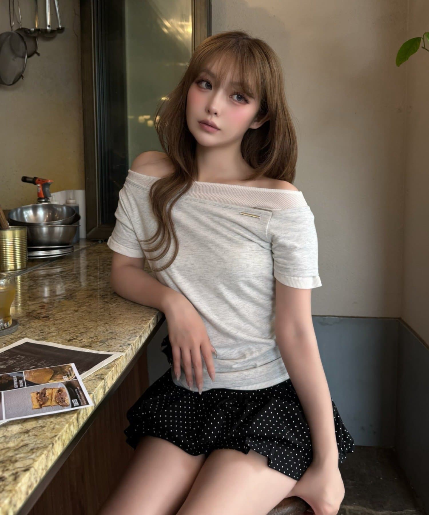 RAY CASSIN(レイカズン) 【好評につき半袖登場！】オフショルレイヤード半袖Tシャツ