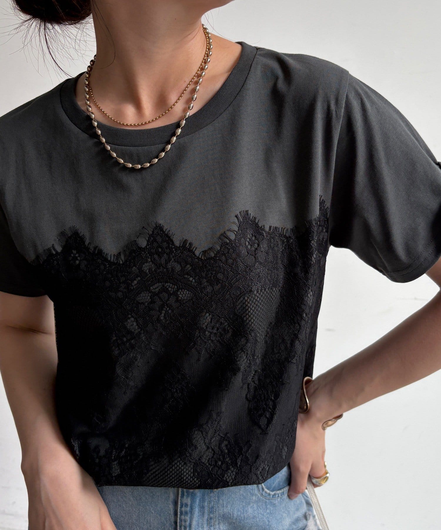 DOUDOU(ドゥドゥ) レースドッキングTEE