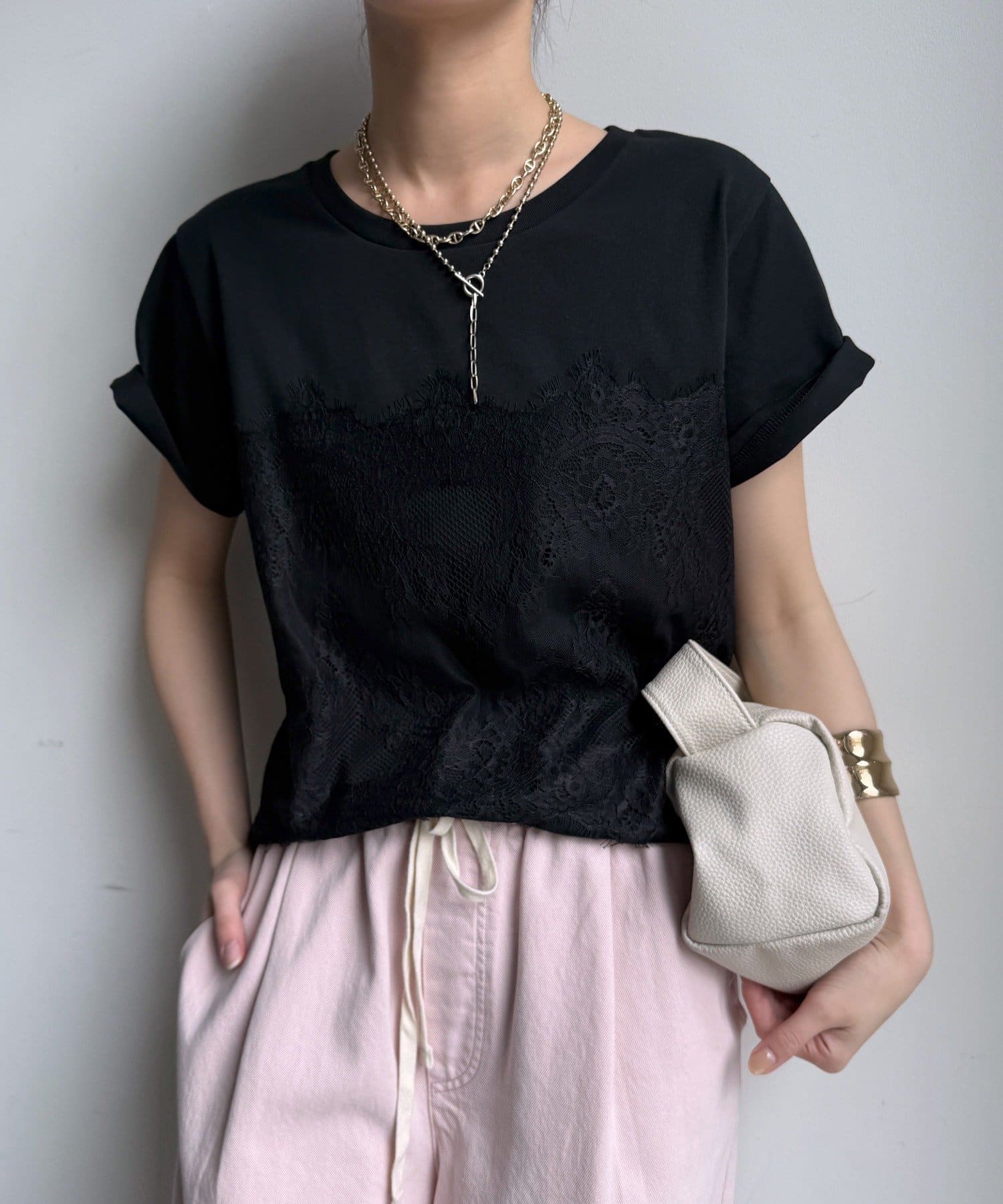 DOUDOU(ドゥドゥ) レースドッキングTEE