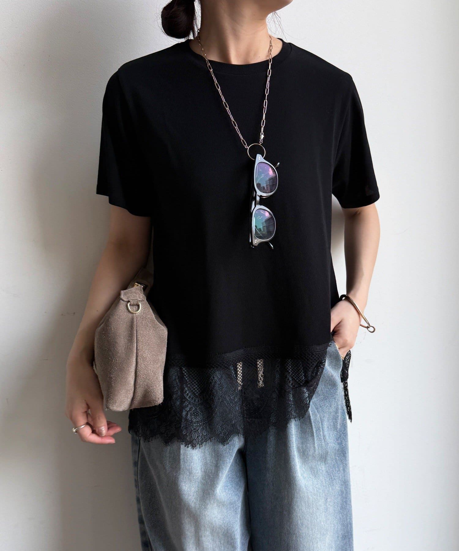 DOUDOU(ドゥドゥ) 【WEB限定】裾レース半袖トップス