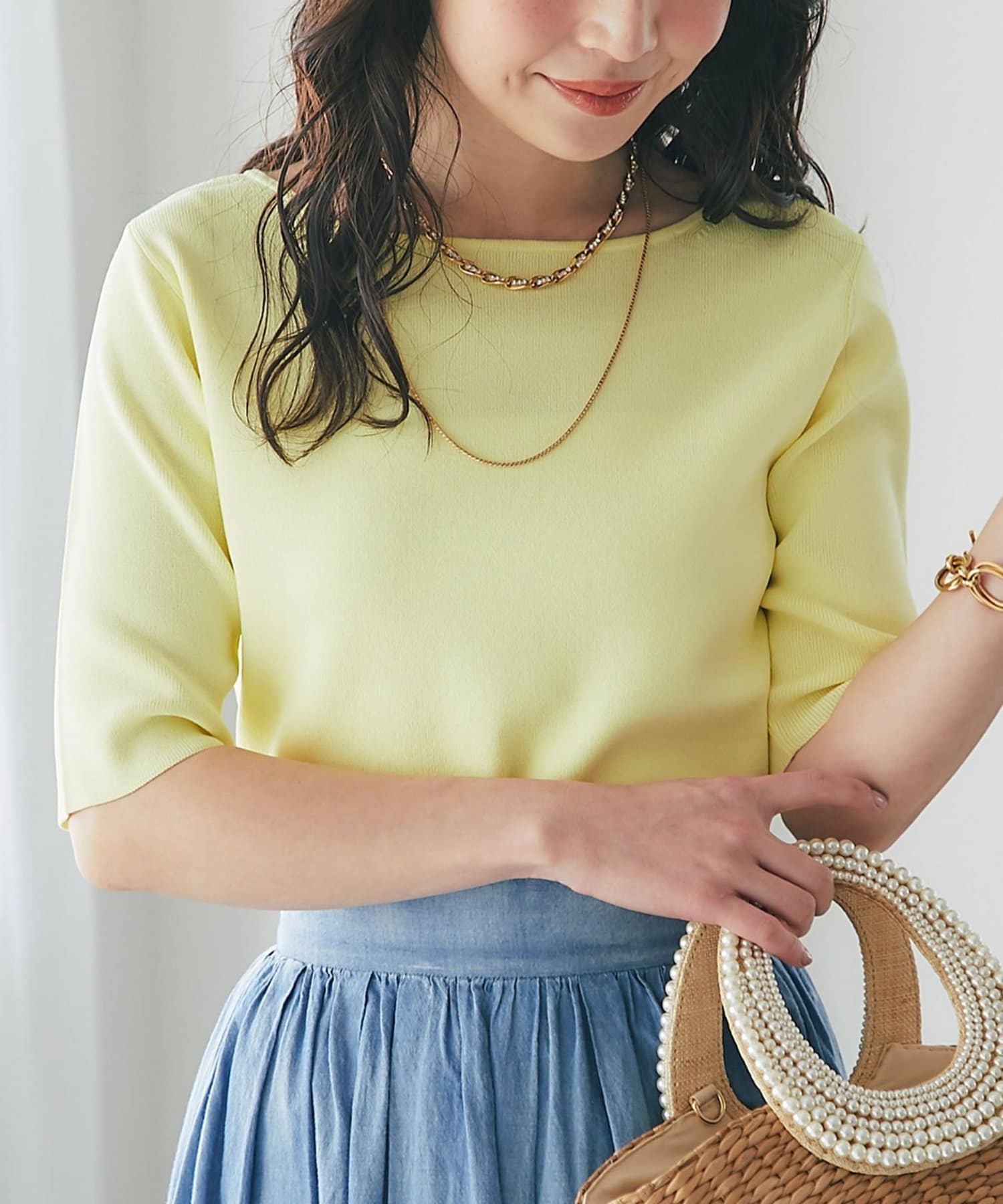 La boutique BonBon】クールタッチUV総針5分袖ニット | OUTLET