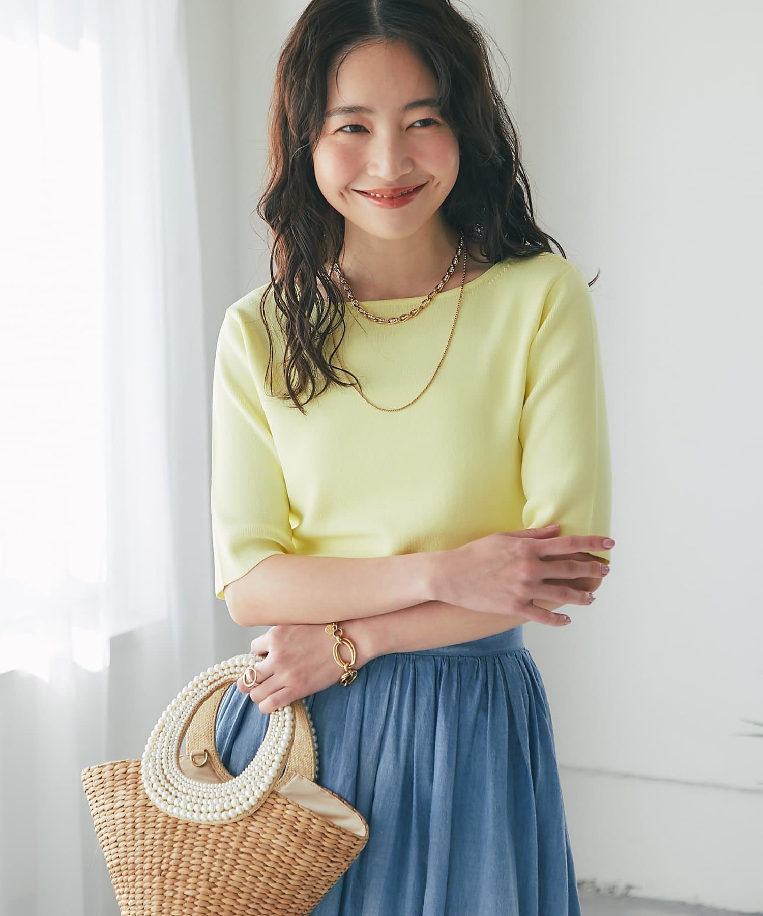 La boutique BonBon】クールタッチUV総針5分袖ニット | OUTLET