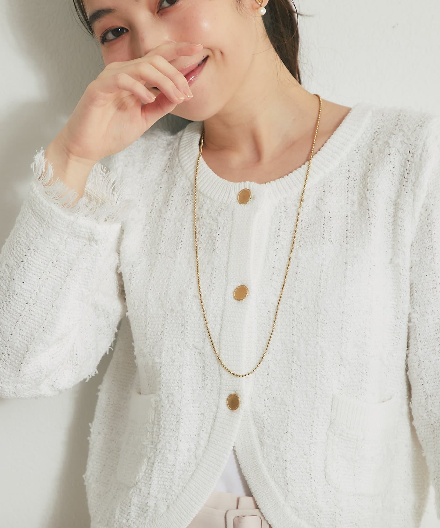 OUTLET(アウトレット) 【La boutique BonBon】ツイードニットボレロカーディガン