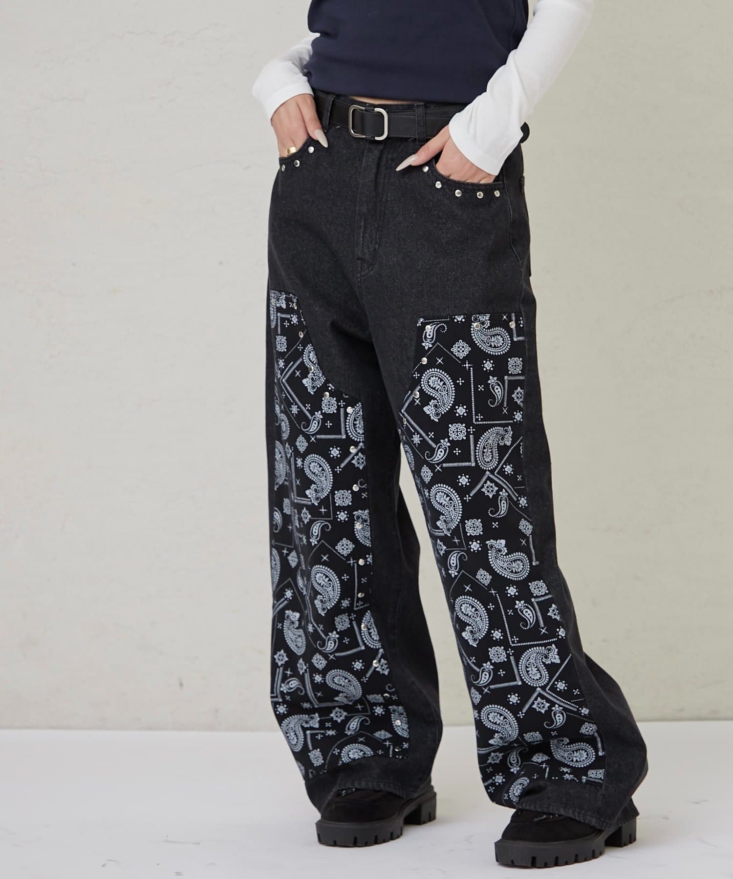 OUTLET(アウトレット) 【WHO'S WHO gallery】ペイズリーダブルニーデニム