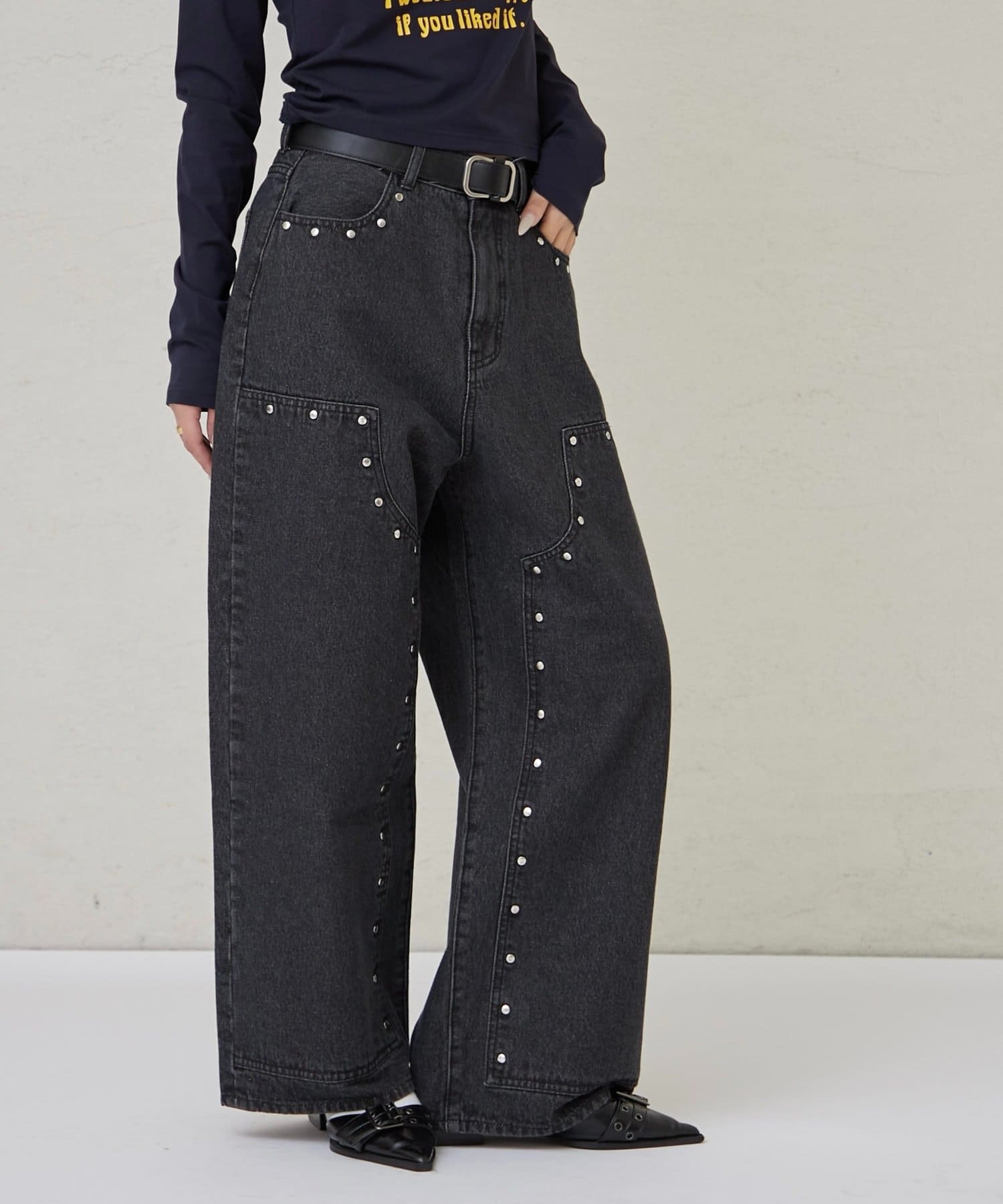 OUTLET(アウトレット) 【WHO'S WHO gallery】スタッズダブルニーデニム