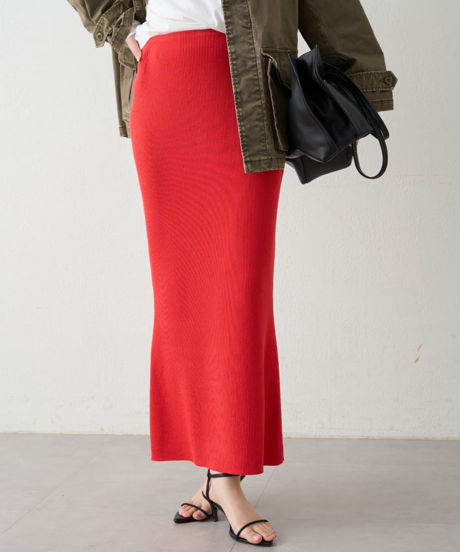 OUTLET(アウトレット) 【Loungedress】リブセミフレアニットスカート