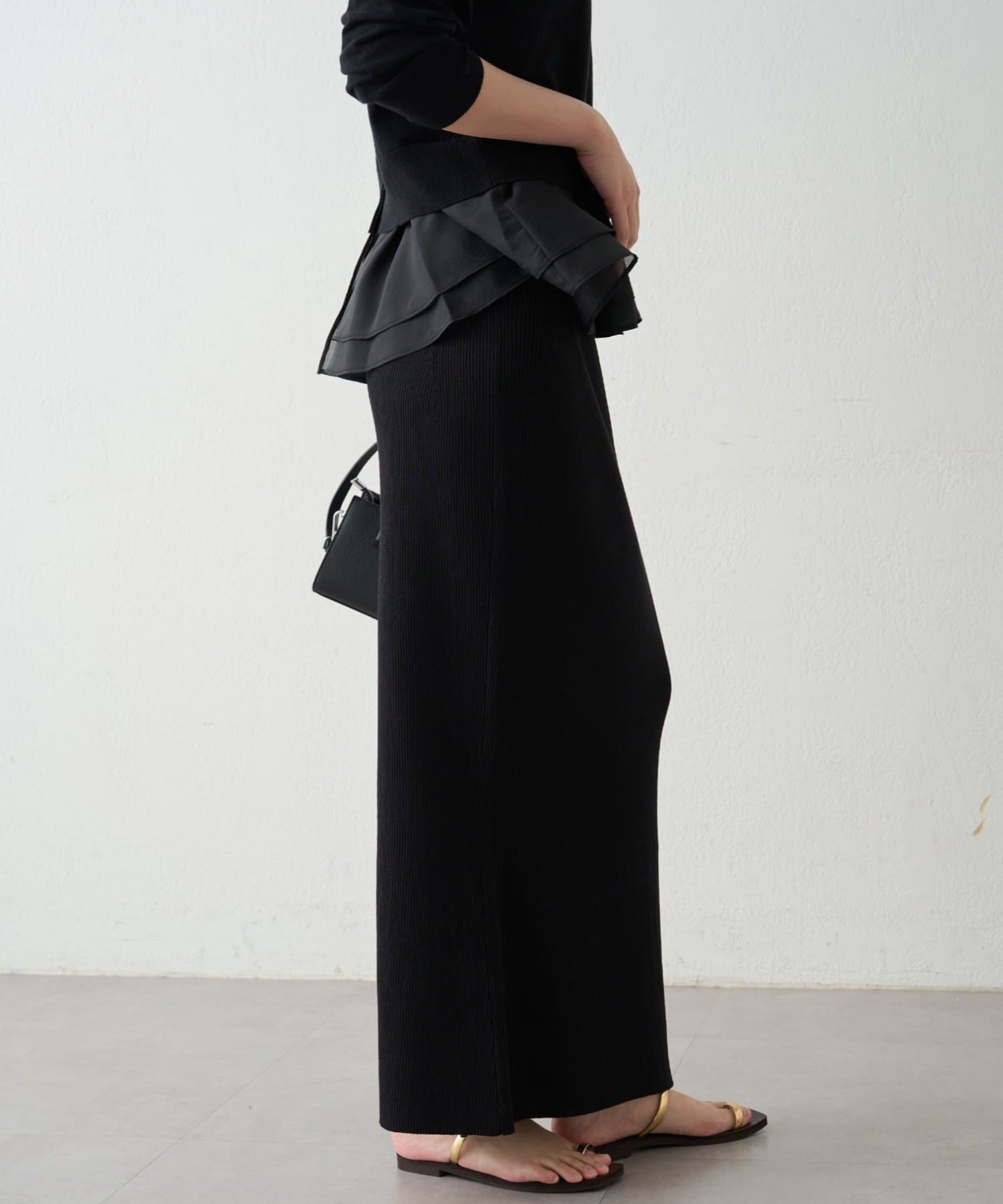 OUTLET(アウトレット) 【Loungedress】リブセミフレアニットスカート