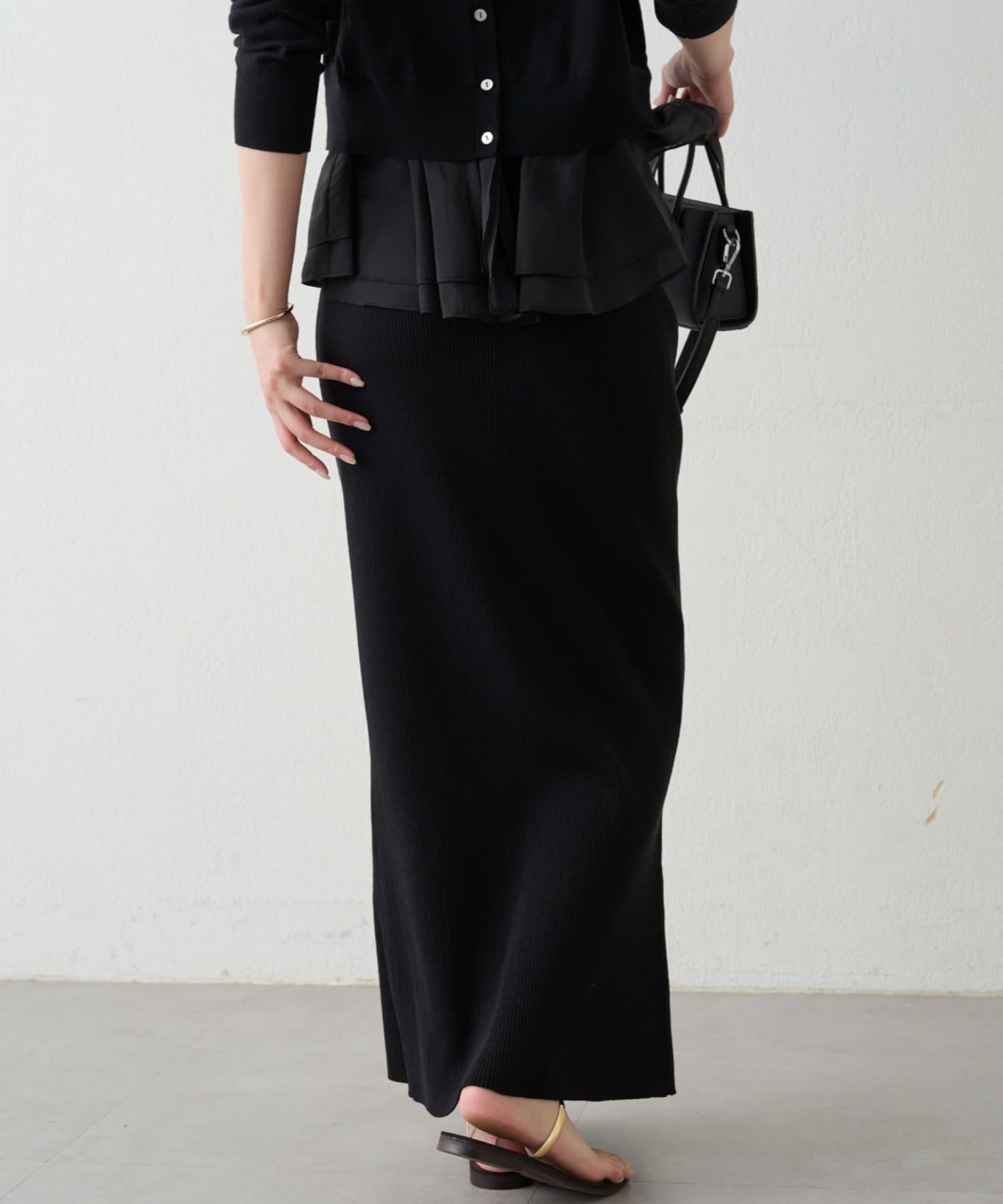 OUTLET(アウトレット) 【Loungedress】リブセミフレアニットスカート