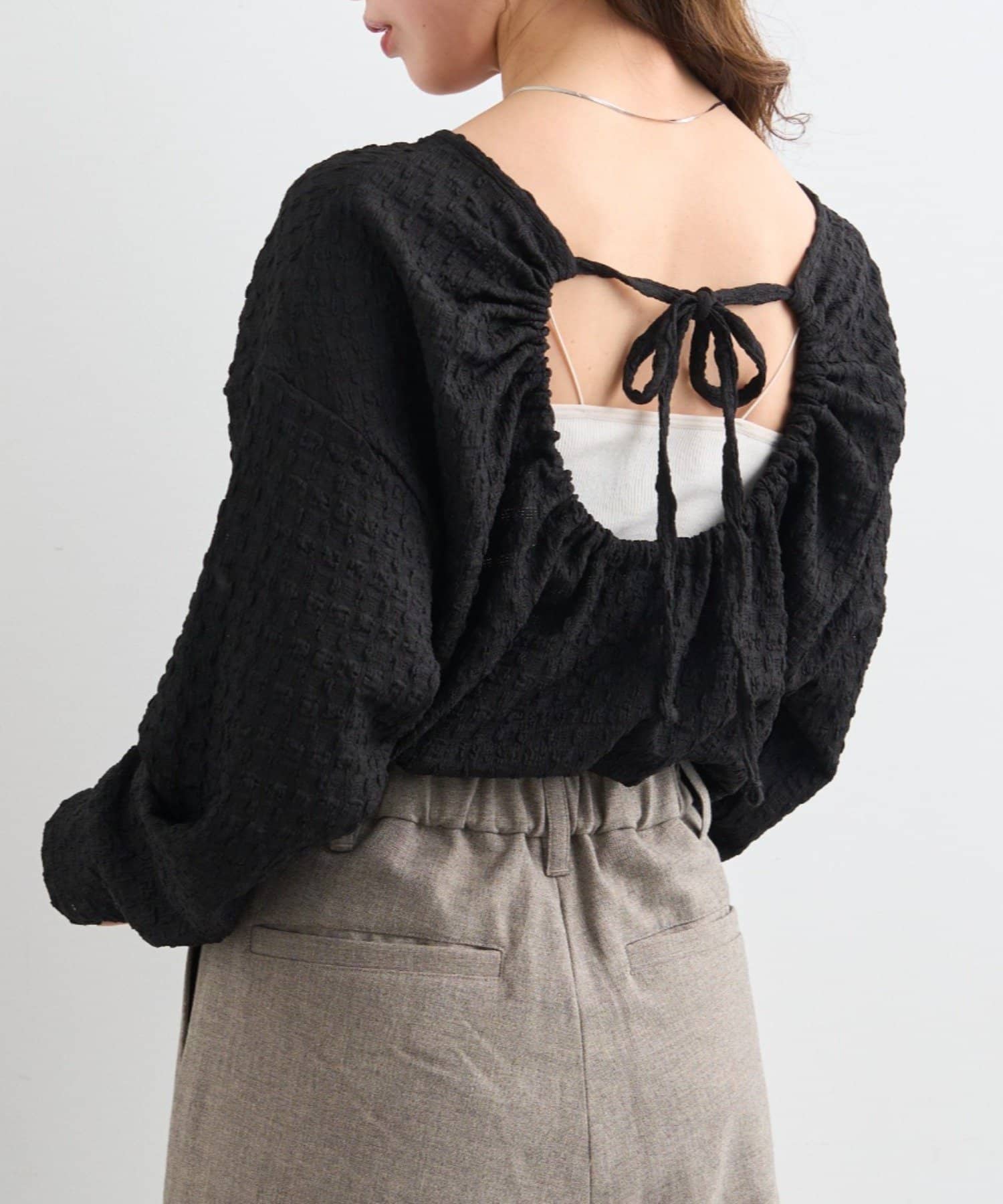 OUTLET(アウトレット) 【Kastane】B バックリボンカットソートップス