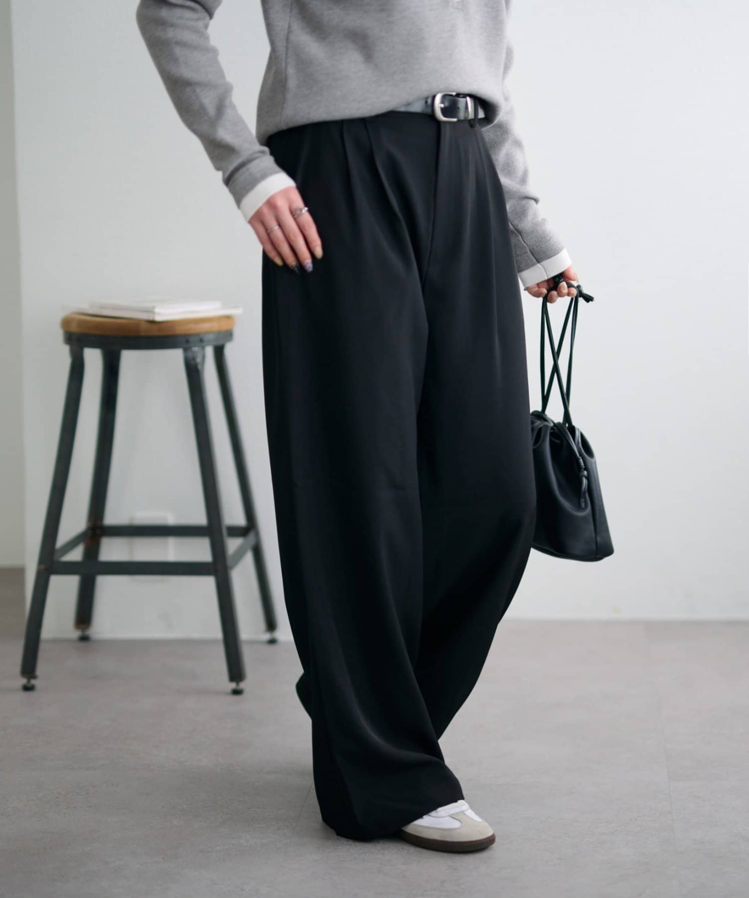 OUTLET(アウトレット) 【Discoat】【Enlude】サイドベルト付きワイドパンツ