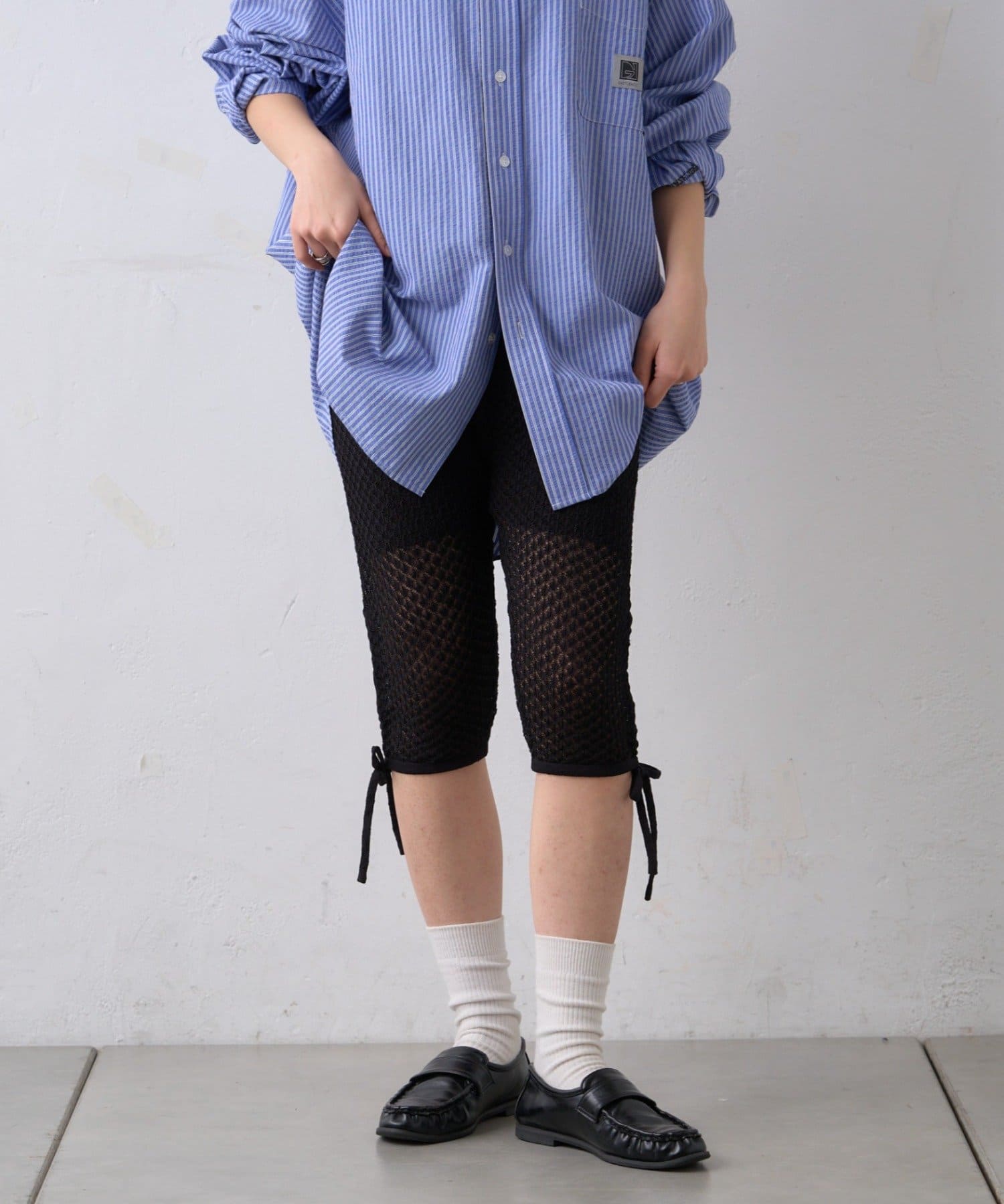 OUTLET(アウトレット) 【CIAOPANIC TYPY】ニットレースサイドギャザーカプリパンツ