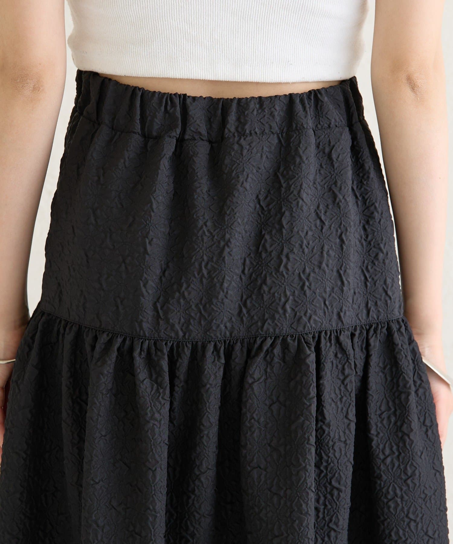 OUTLET(アウトレット) 【mystic】エンボスギャザースカート