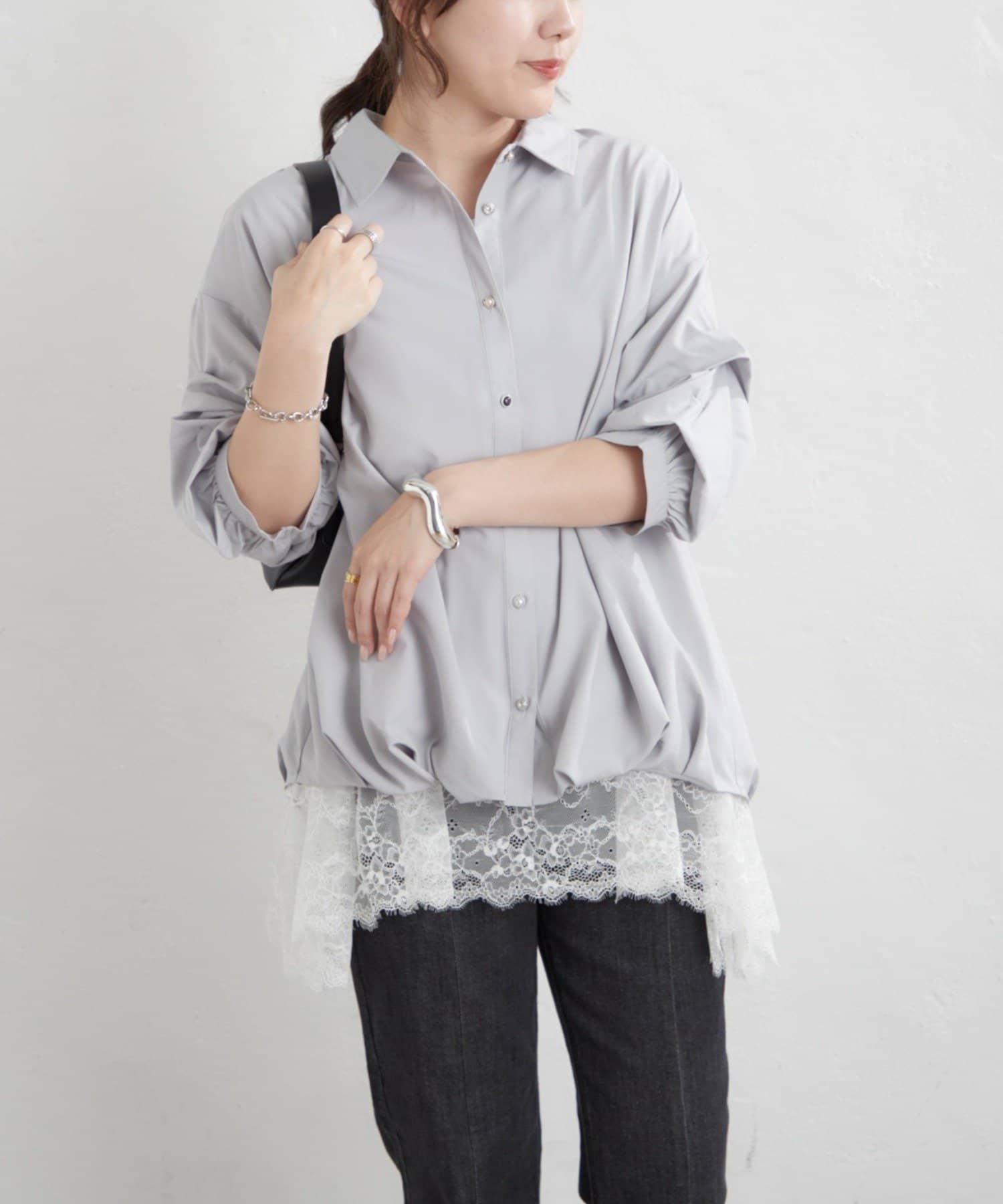 Remind me and forever(リマインドミーアンドフォーエバー) 《人気シリーズ》段々袖タケノコタックブラウス