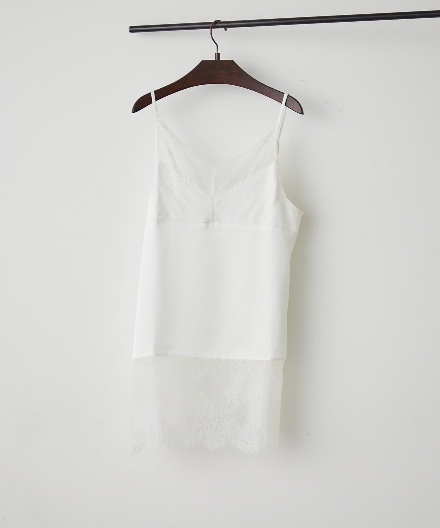 Remind me and forever(リマインドミーアンドフォーエバー) 【裾のデザイン選べる】レース切替サテンキャミ