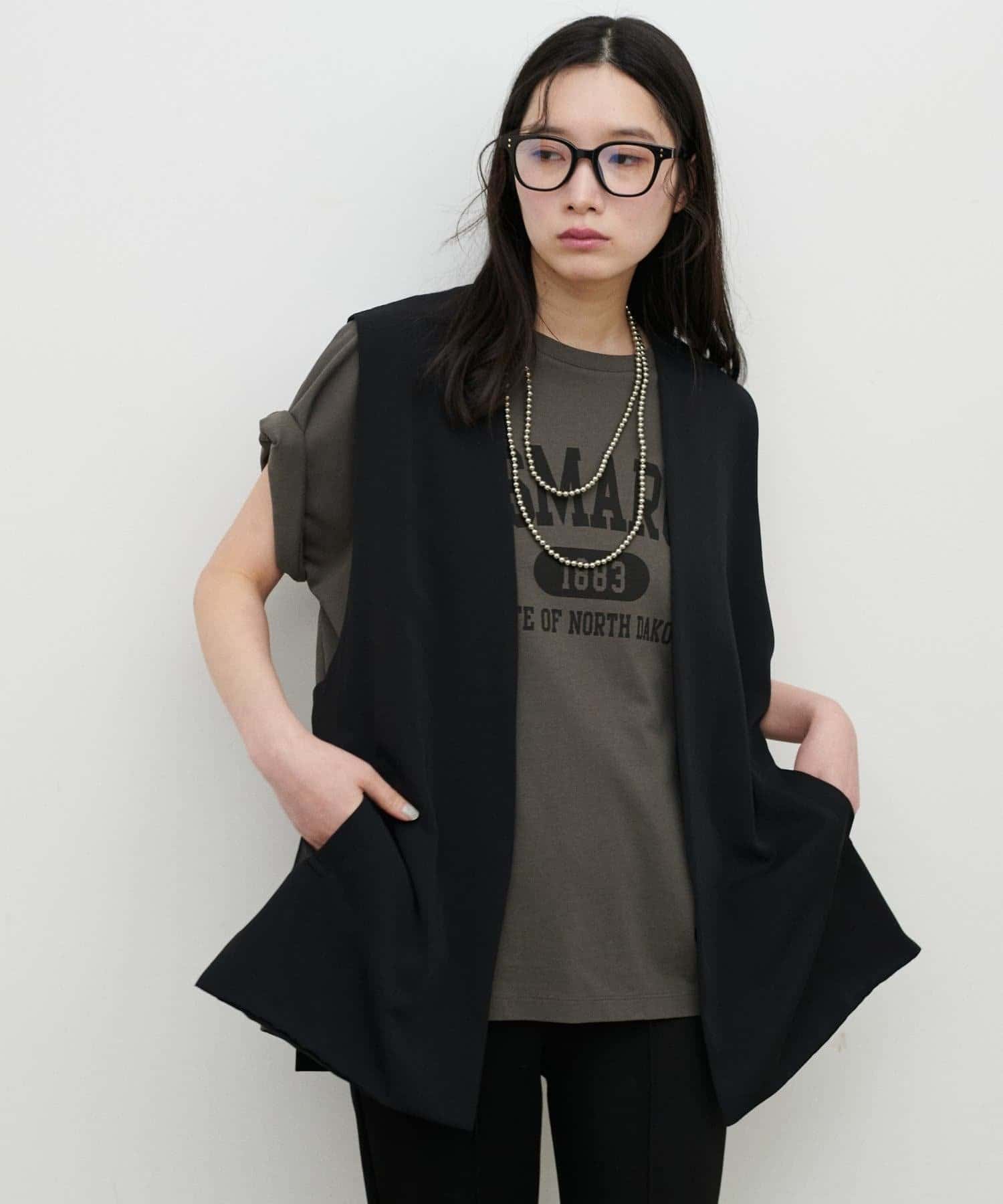 NICE CLAUP / OLIVE des OLIVE OUTLET(ナイスクラップ  / オリーブ デ オリーブ アウトレット) 【LARUTA】ツイルミドル丈ジレ