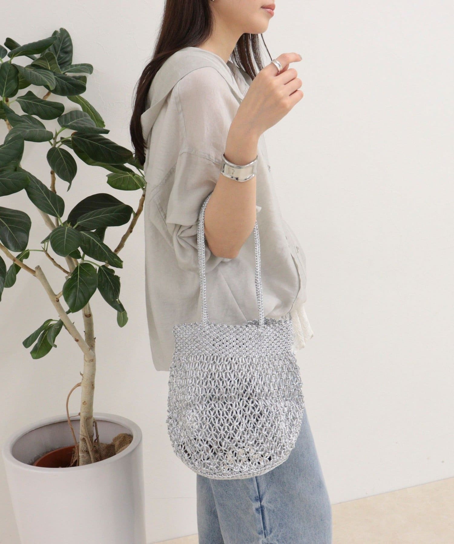 FREDY & GLOSTER(フレディ アンド グロスター) 【BAGMATI/バグマティ】ラメコードメッシュラウンドバッグ