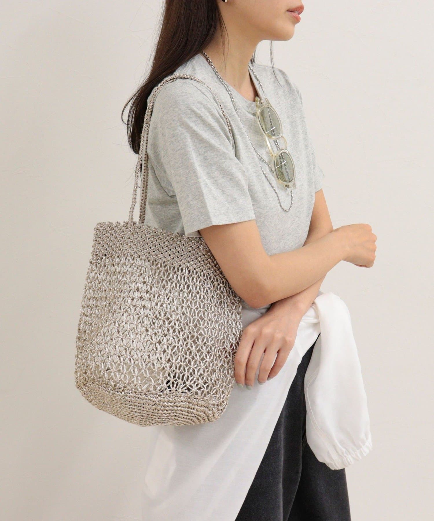 FREDY & GLOSTER(フレディ アンド グロスター) 【BAGMATI/バグマティ】ラメコードメッシュラウンドバッグ