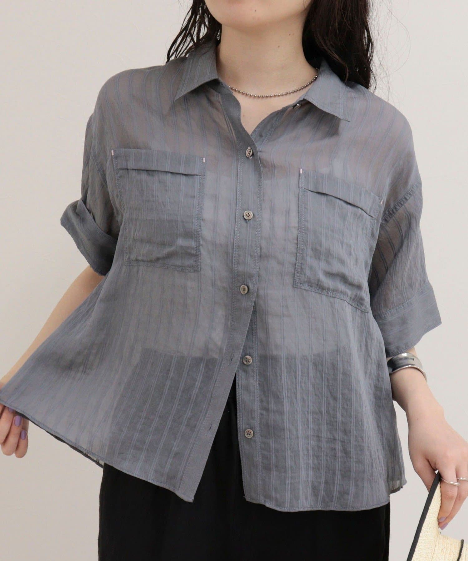 FREDY & GLOSTER(フレディ アンド グロスター) シアーストライプ半袖シャツ