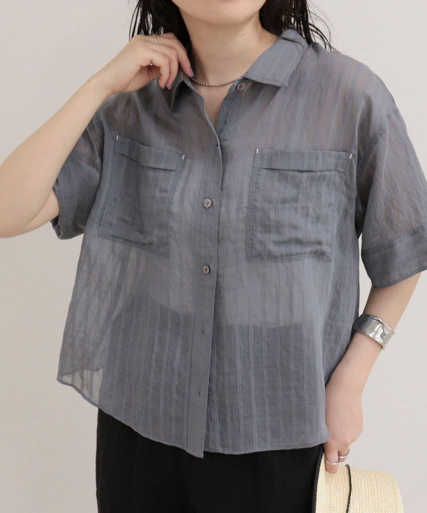 FREDY & GLOSTER(フレディ アンド グロスター) シアーストライプ半袖シャツ