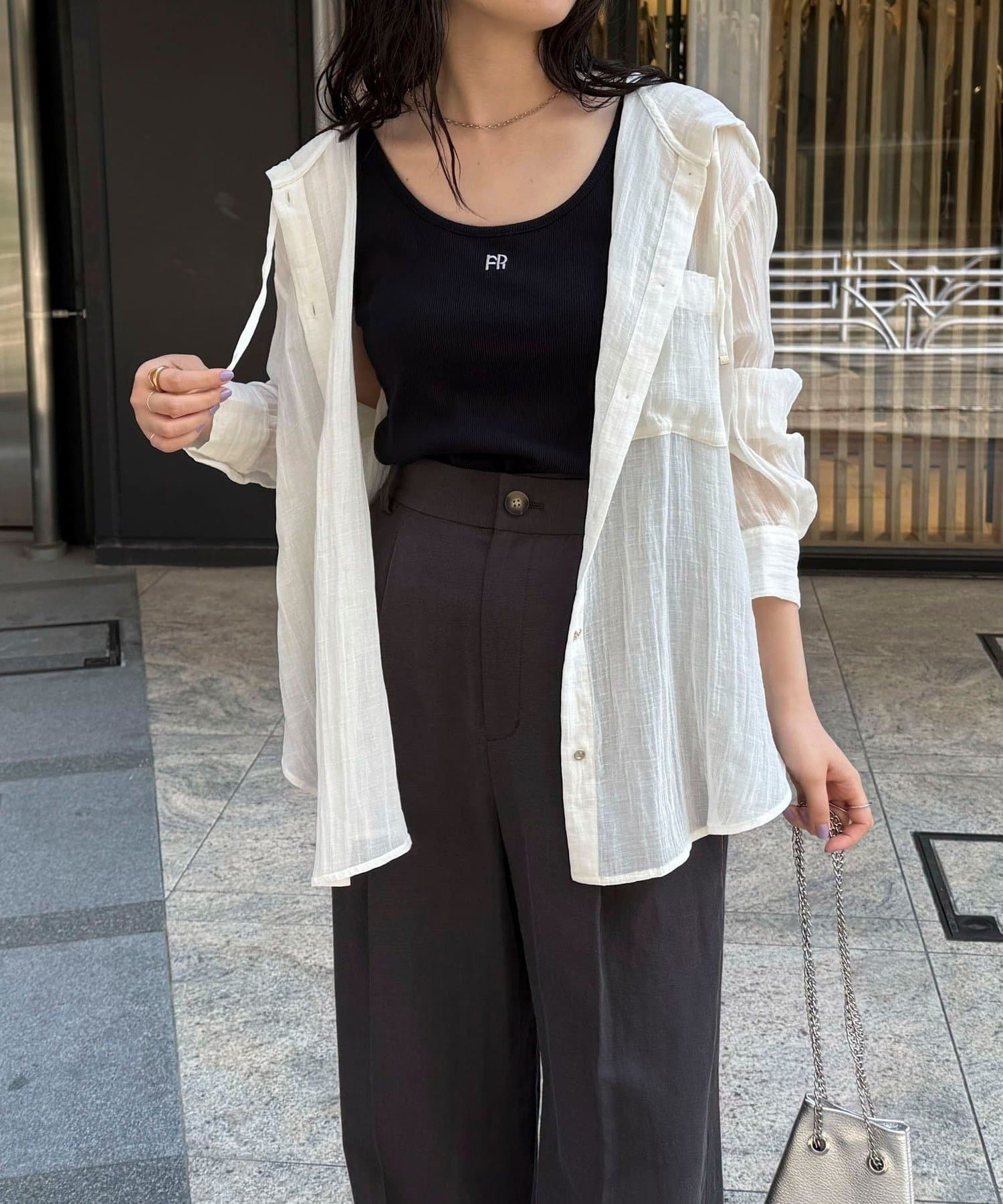 FREDY & GLOSTER(フレディ アンド グロスター) リネン混楊柳フーディシャツ