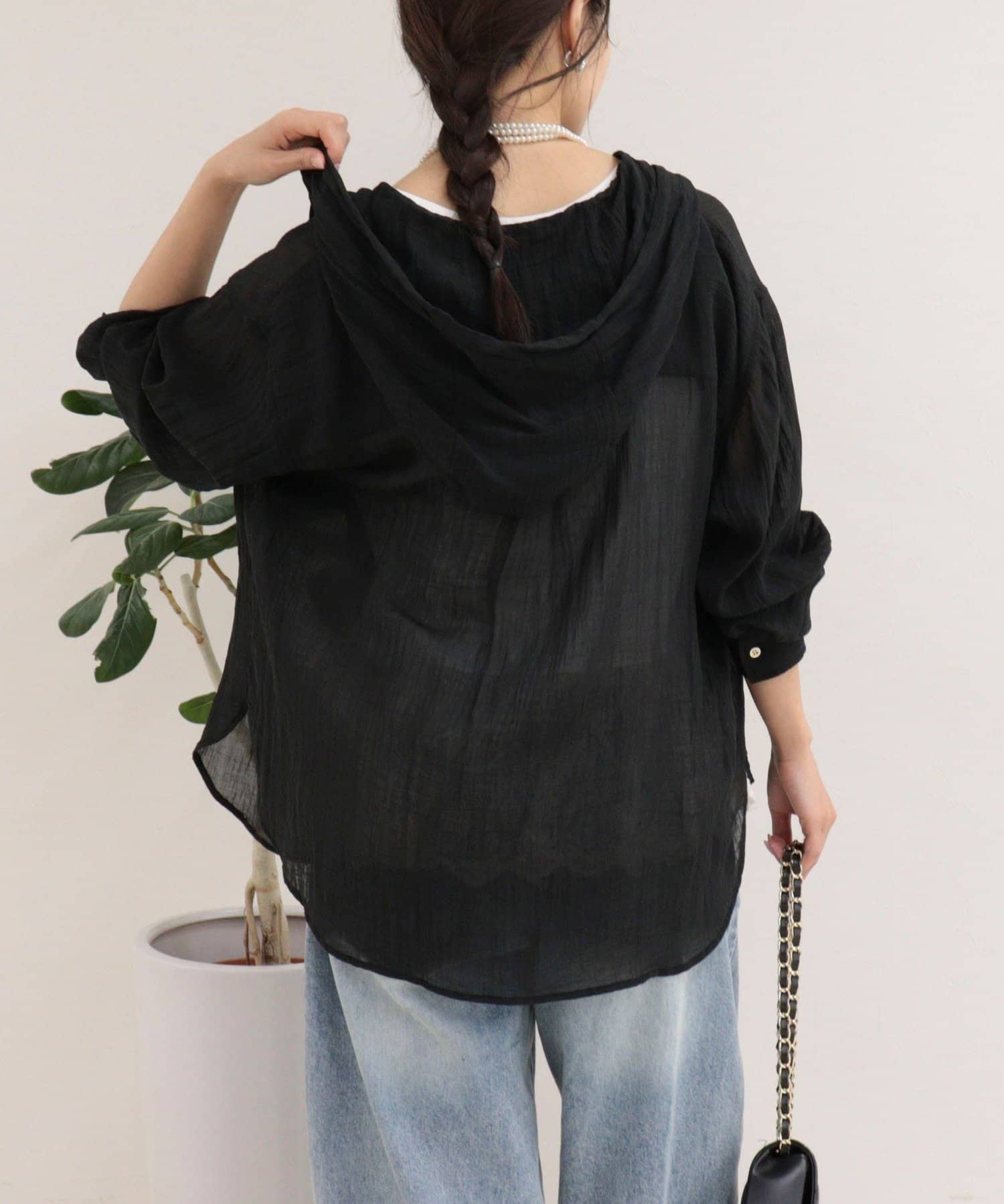 FREDY & GLOSTER(フレディ アンド グロスター) リネン混楊柳フーディシャツ