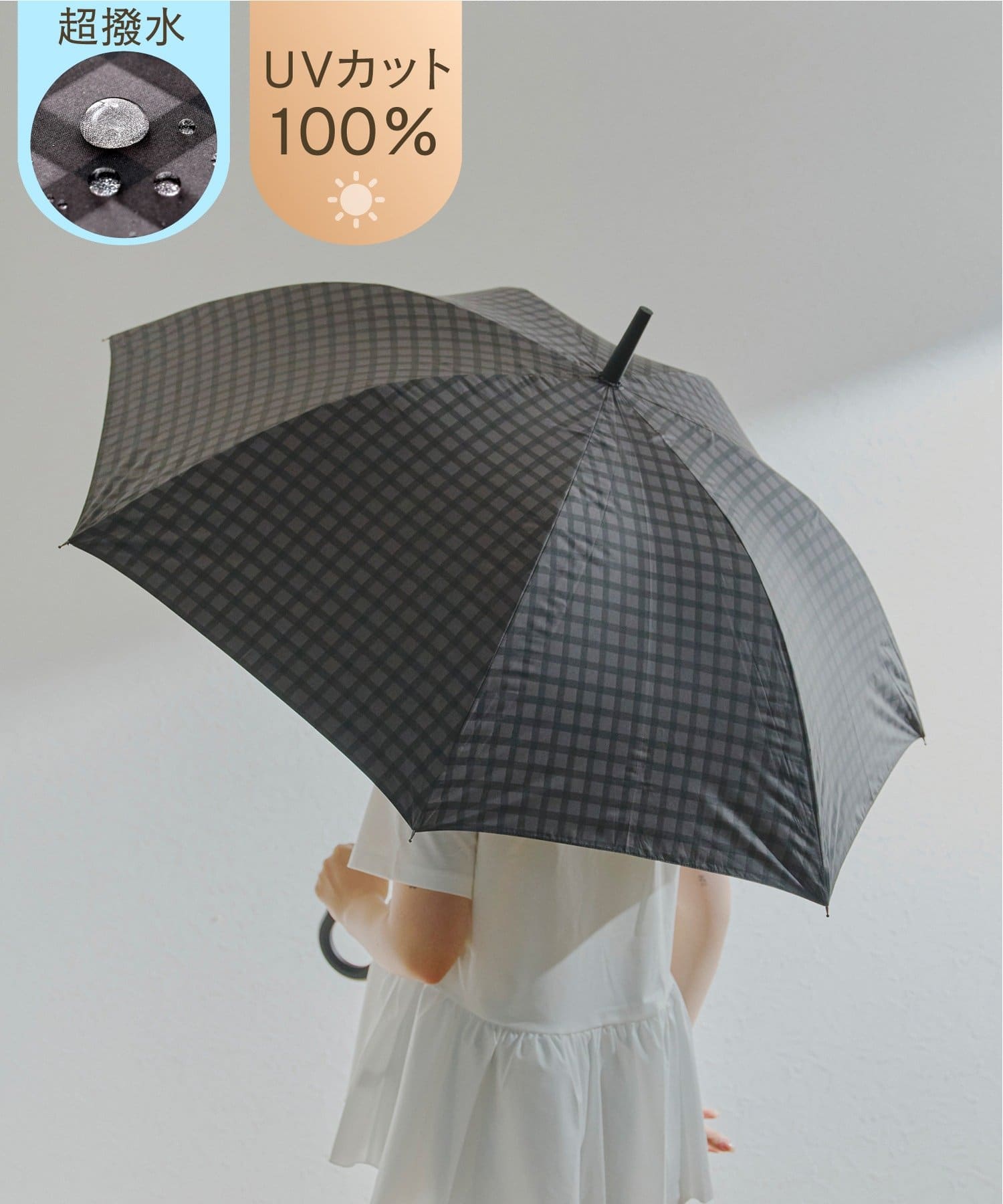 salut!(サリュ) 《超撥水》ALLIN晴雨兼用軽量傘ラージ長チェック