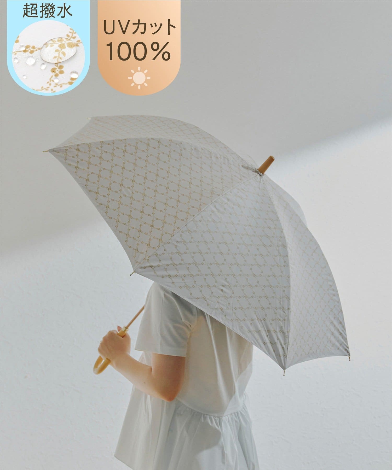 salut!(サリュ) 《超撥水》ALLIN晴雨兼用軽量傘長フラワークロス