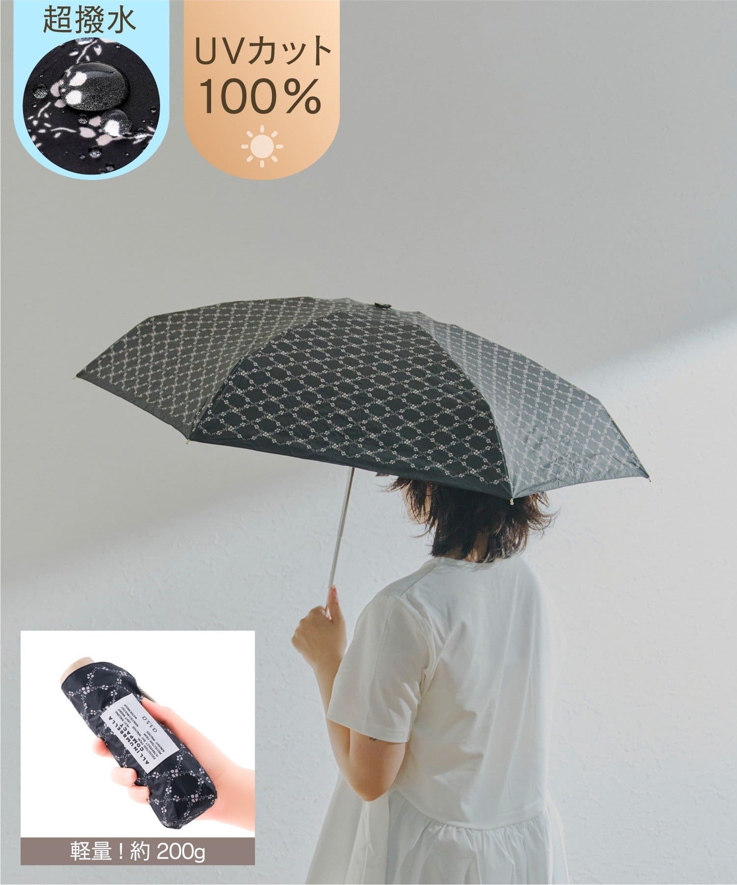 salut!(サリュ) 《超撥水》ALLIN晴雨兼用軽量傘折フラワークロス