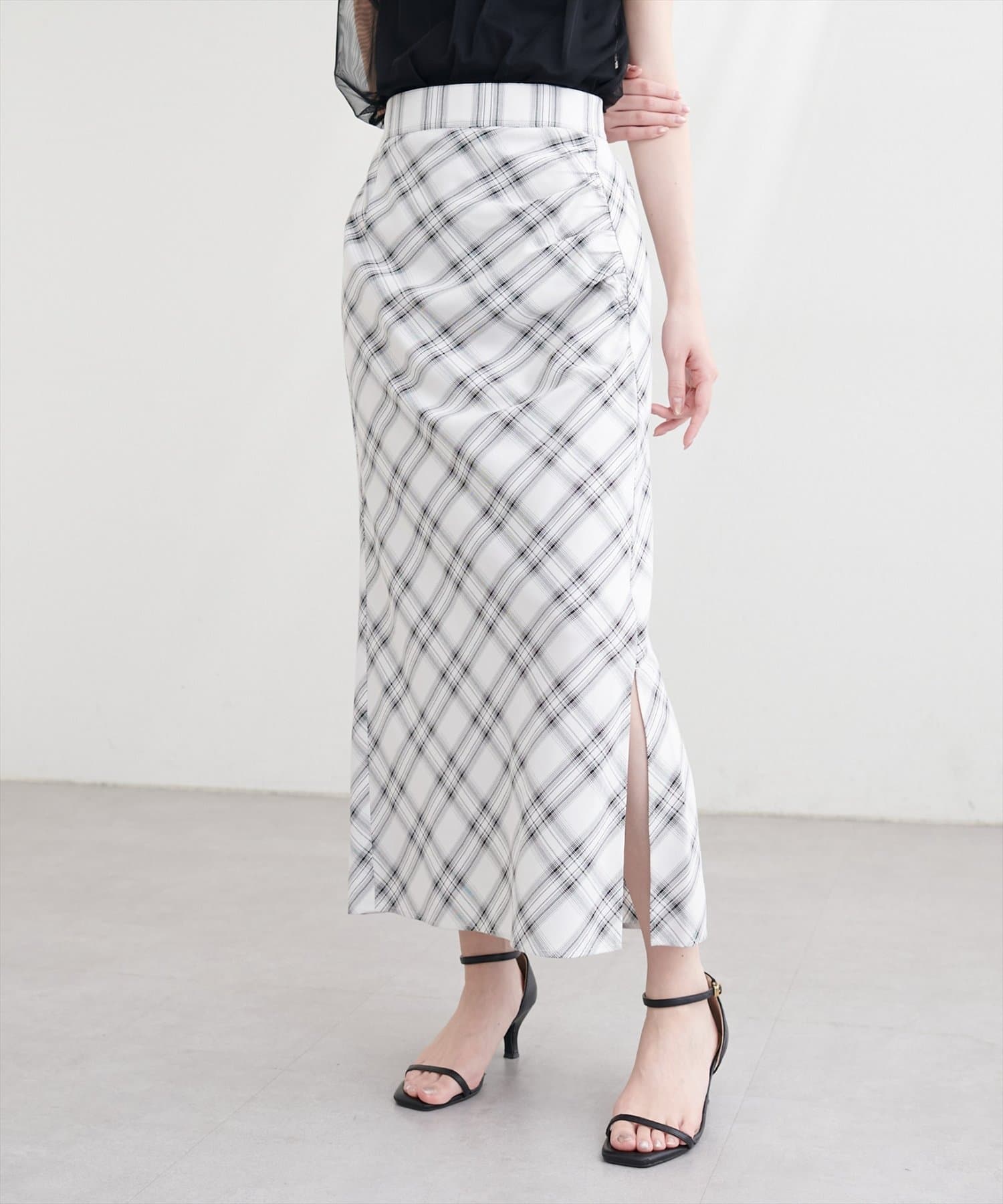 natural couture(ナチュラルクチュール) アシメギャザーデザインスカート